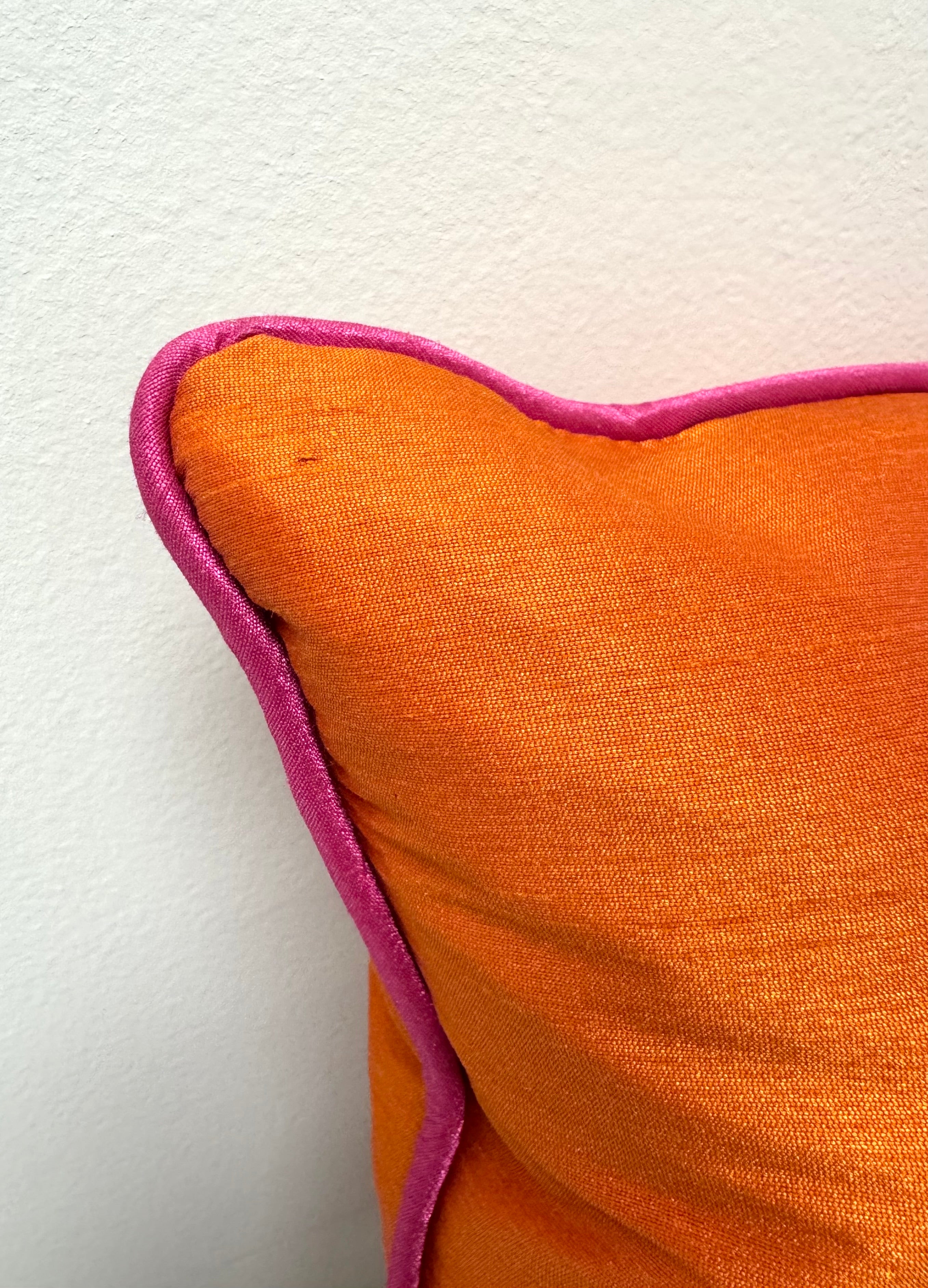 Tangerine 16" Pillow with Fuchsia Piping