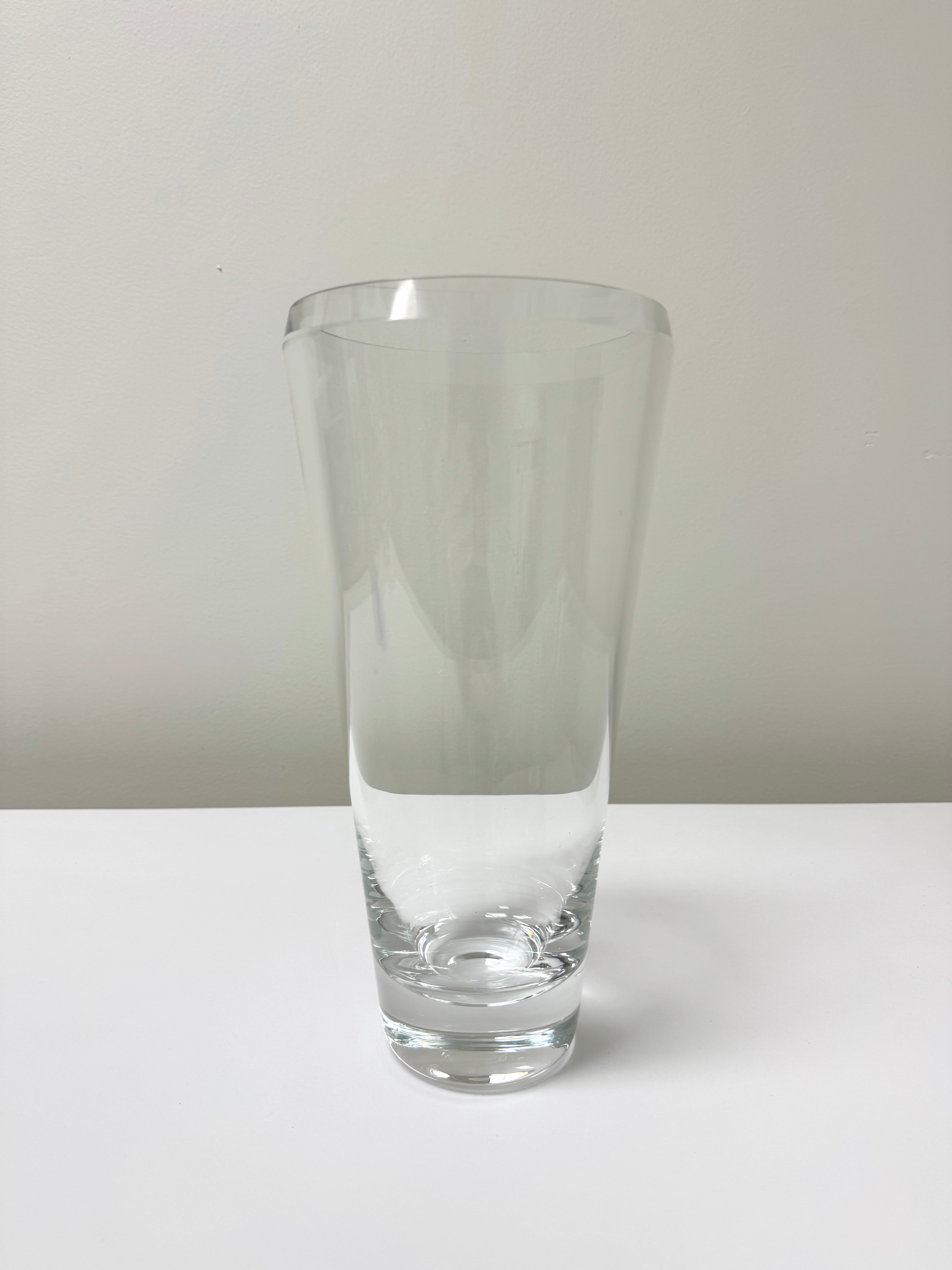 Tapered 12" Crystal Vase with Beveled Rim