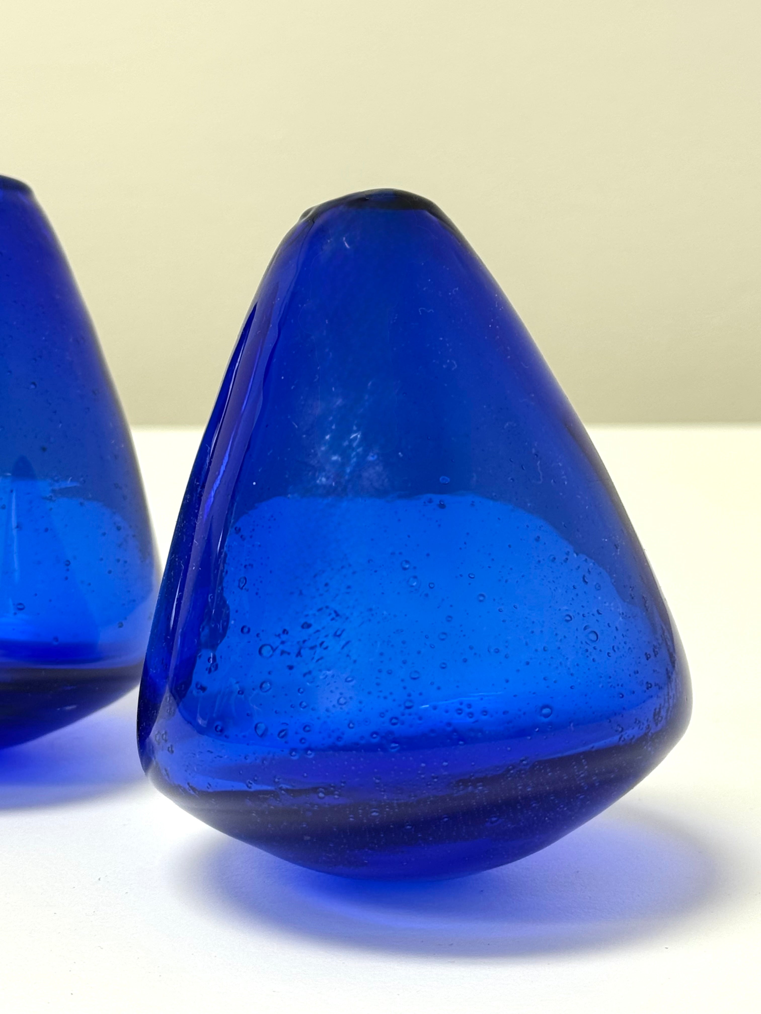 Cobalt Blue Teardrop Bud Vases Set of 2