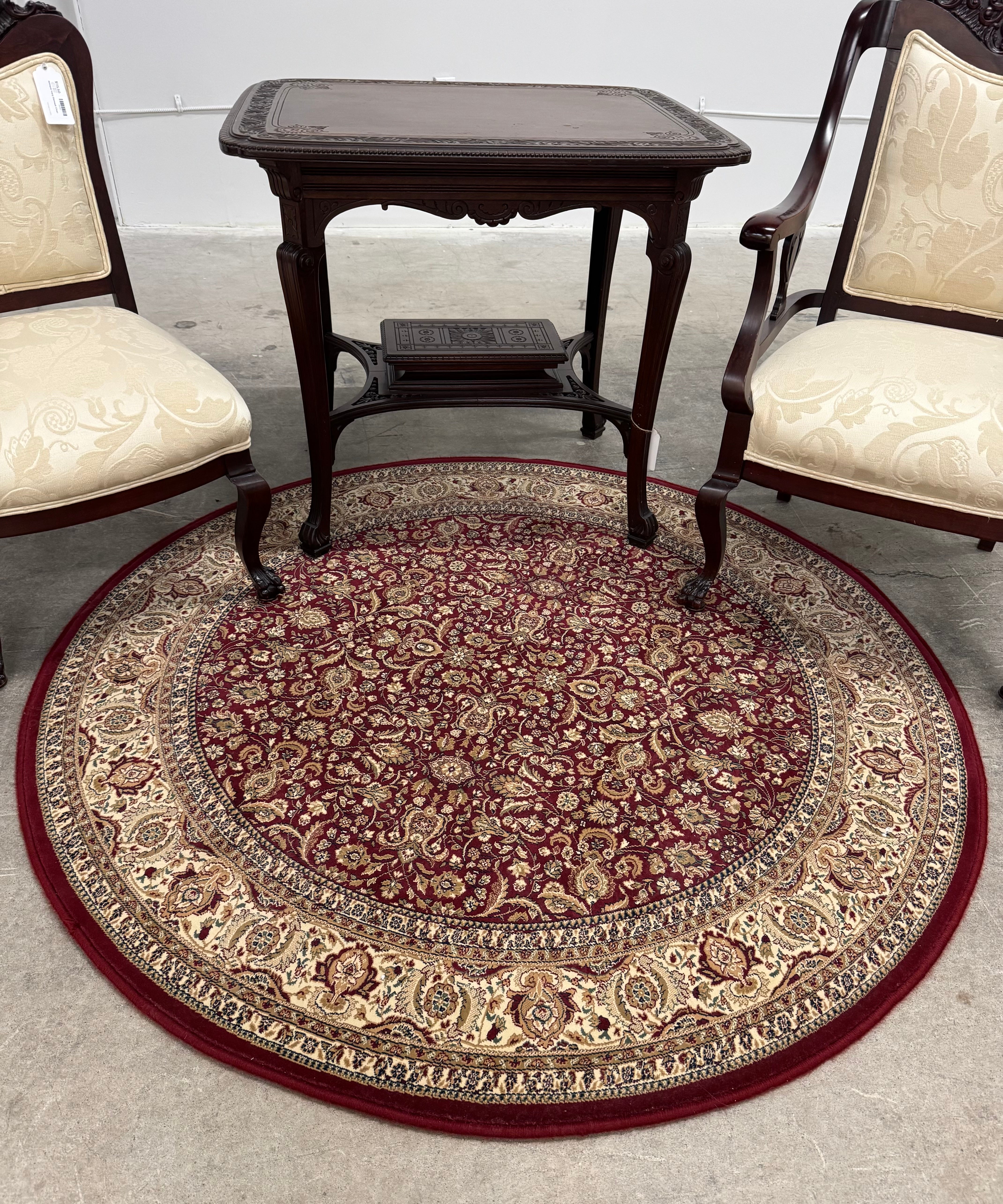 Persian Style 63" Round Crimson Rug