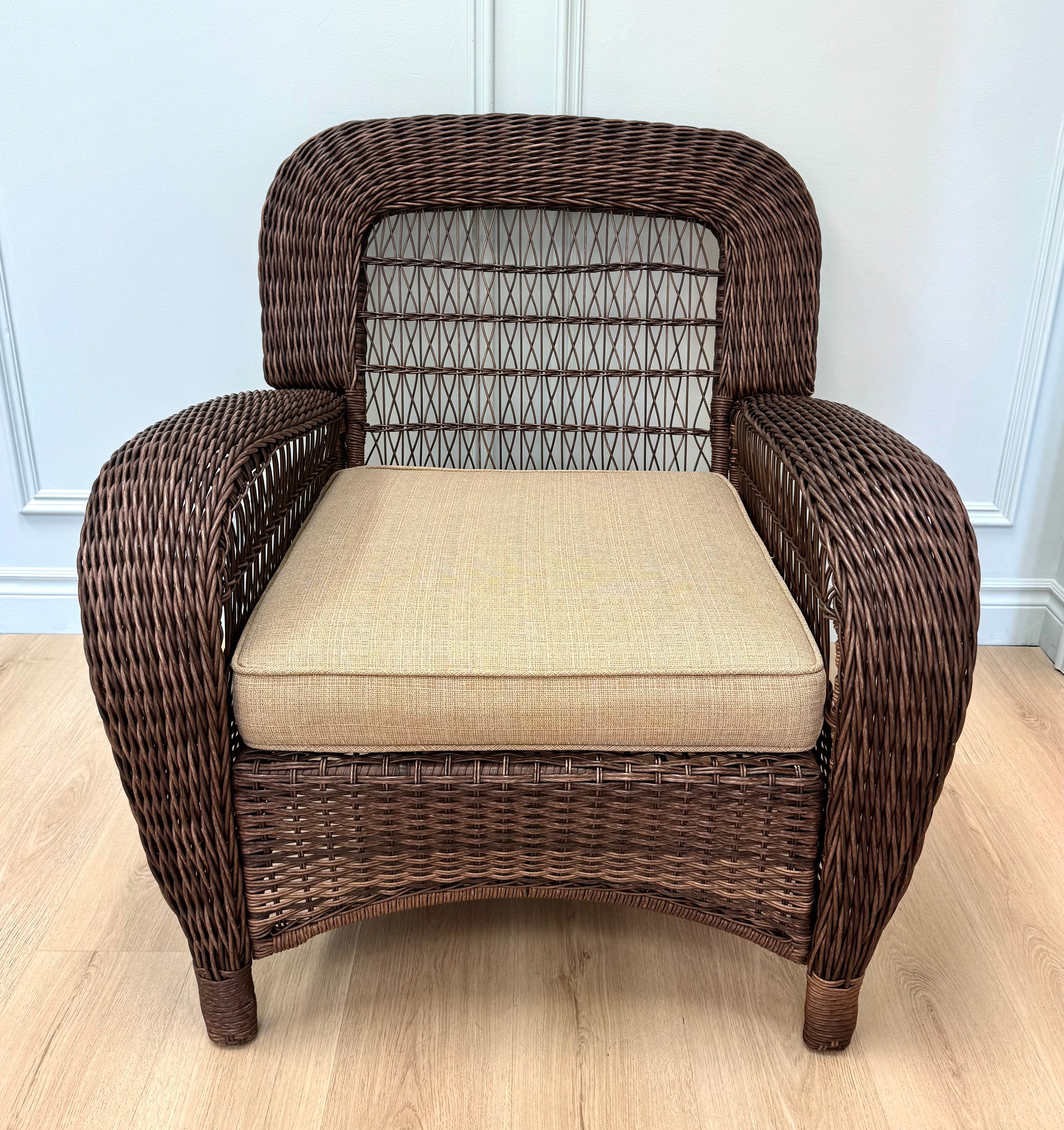 Brown Faux Rattan Outdoor Chair