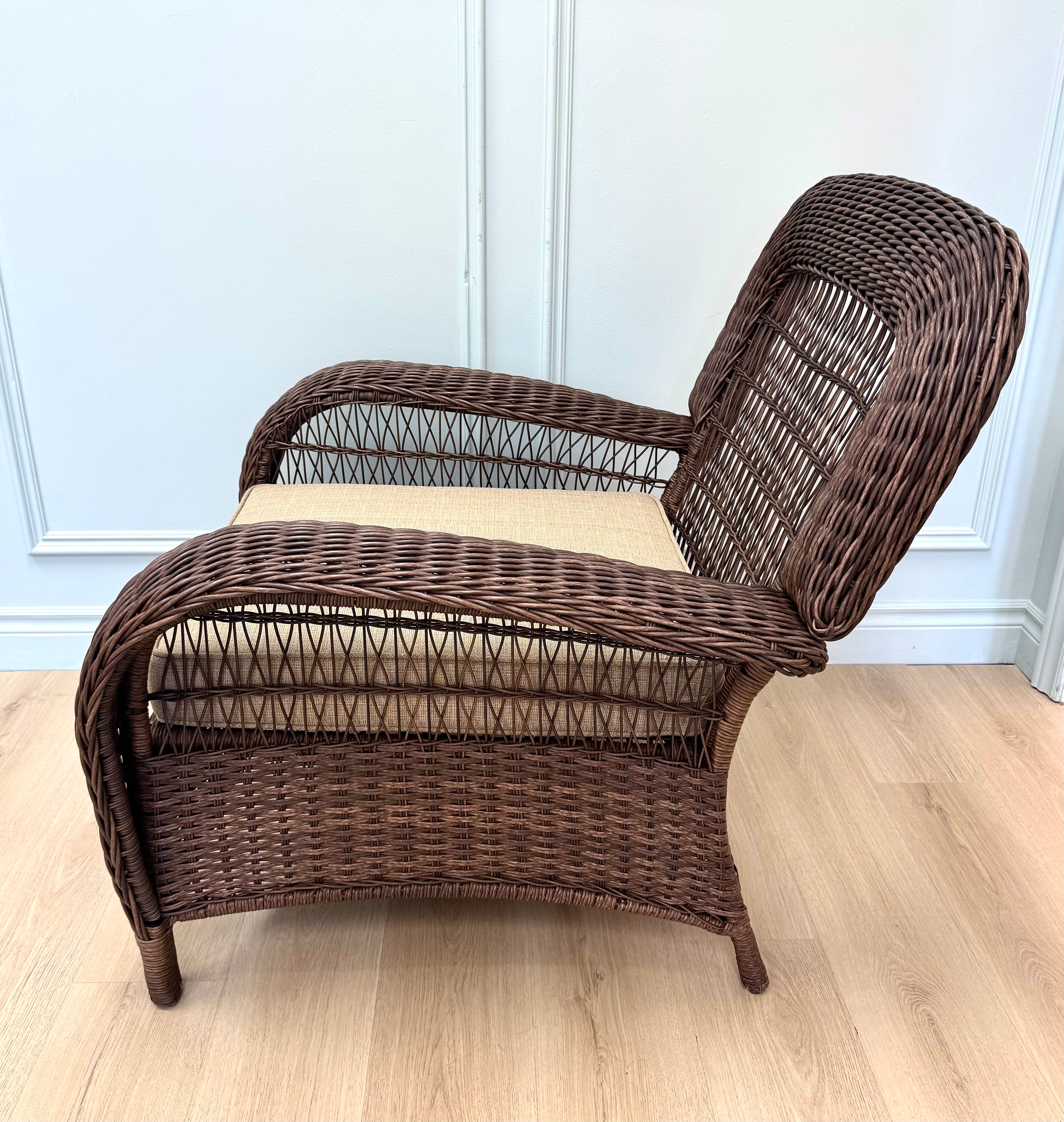 Brown Faux Rattan Outdoor Chair