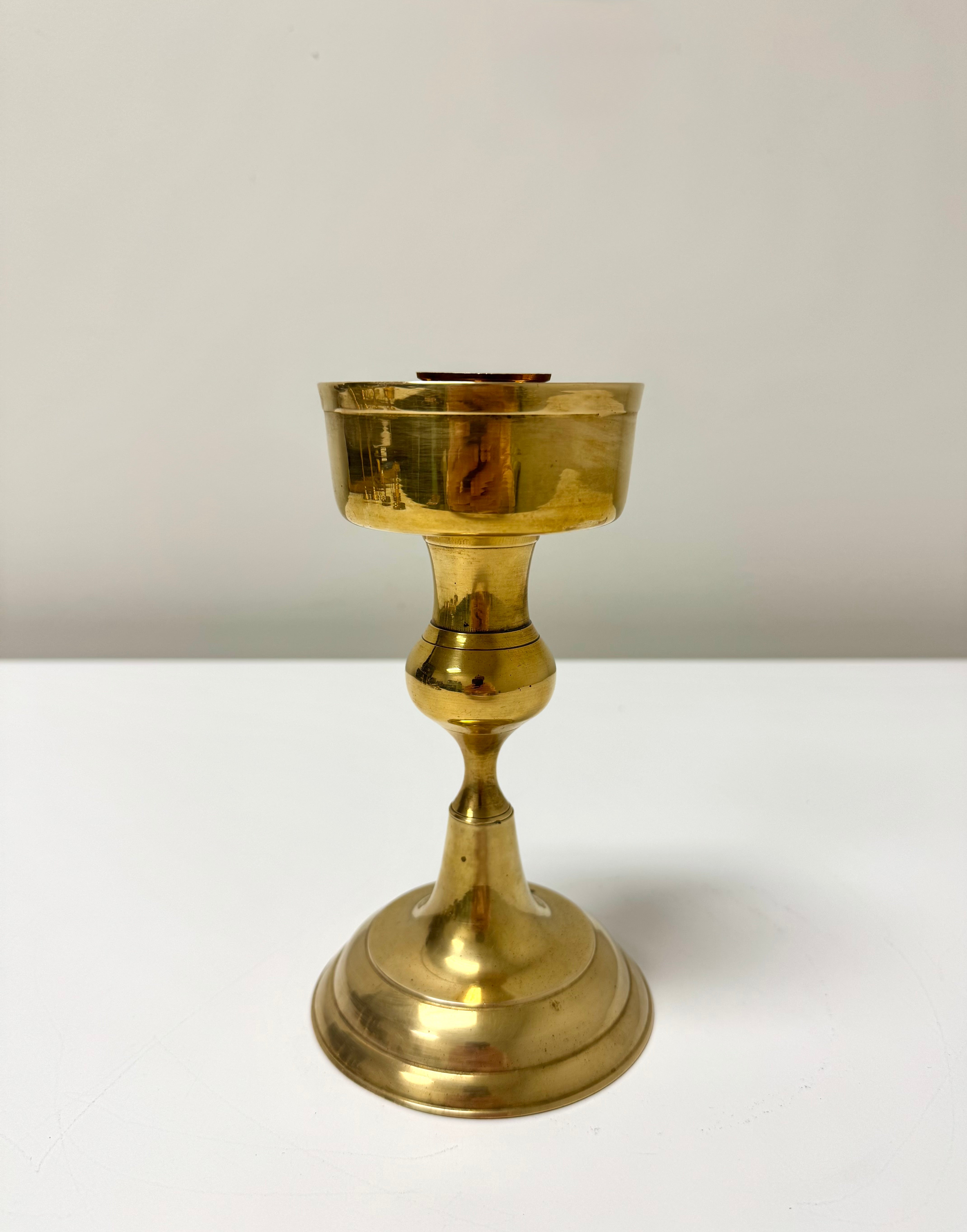 Vintage Aged Brass Candle Holder