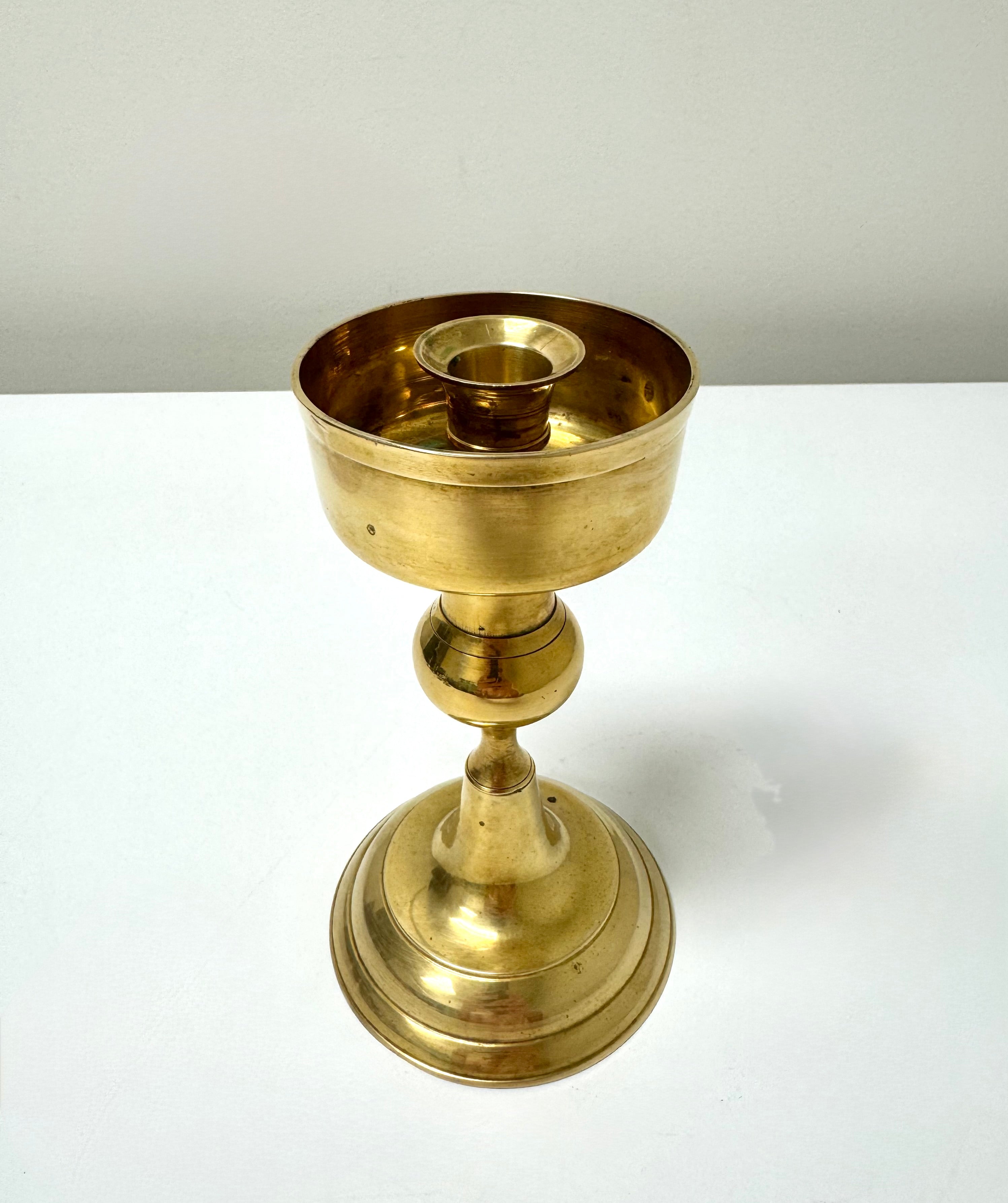 Vintage Aged Brass Candle Holder