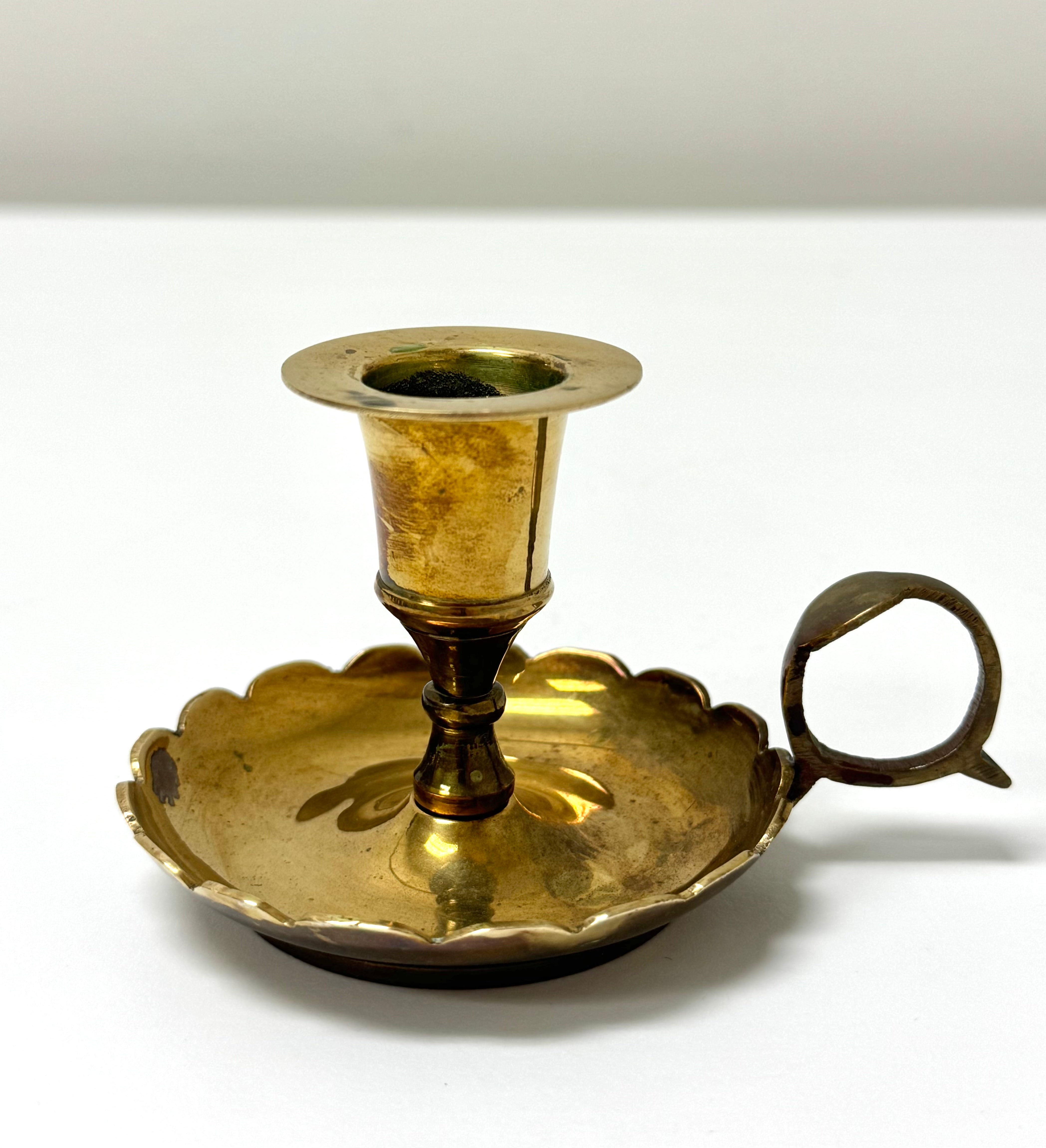 Vintage Aged Brass Chamber Candle Holder