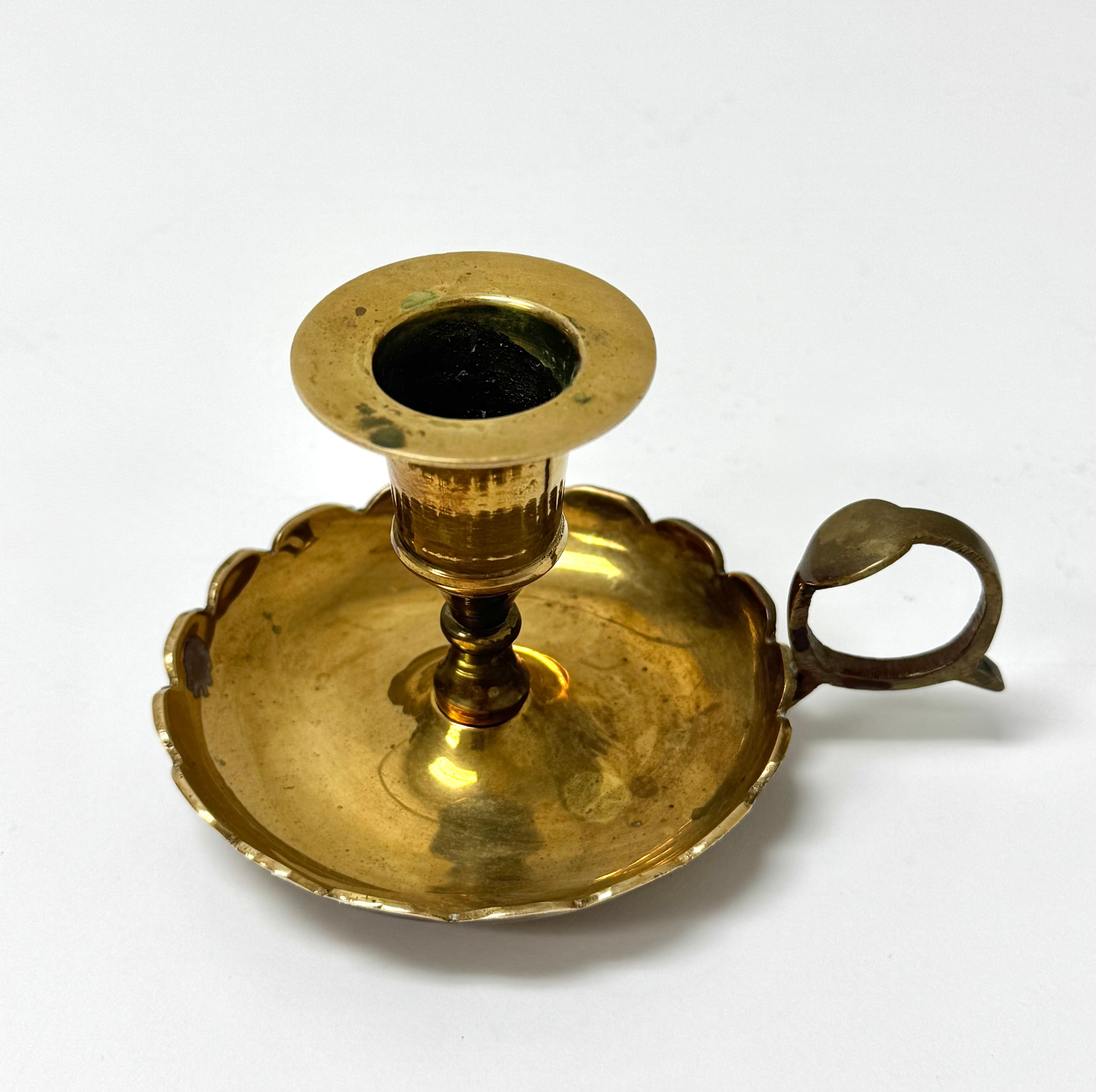 Vintage Aged Brass Chamber Candle Holder