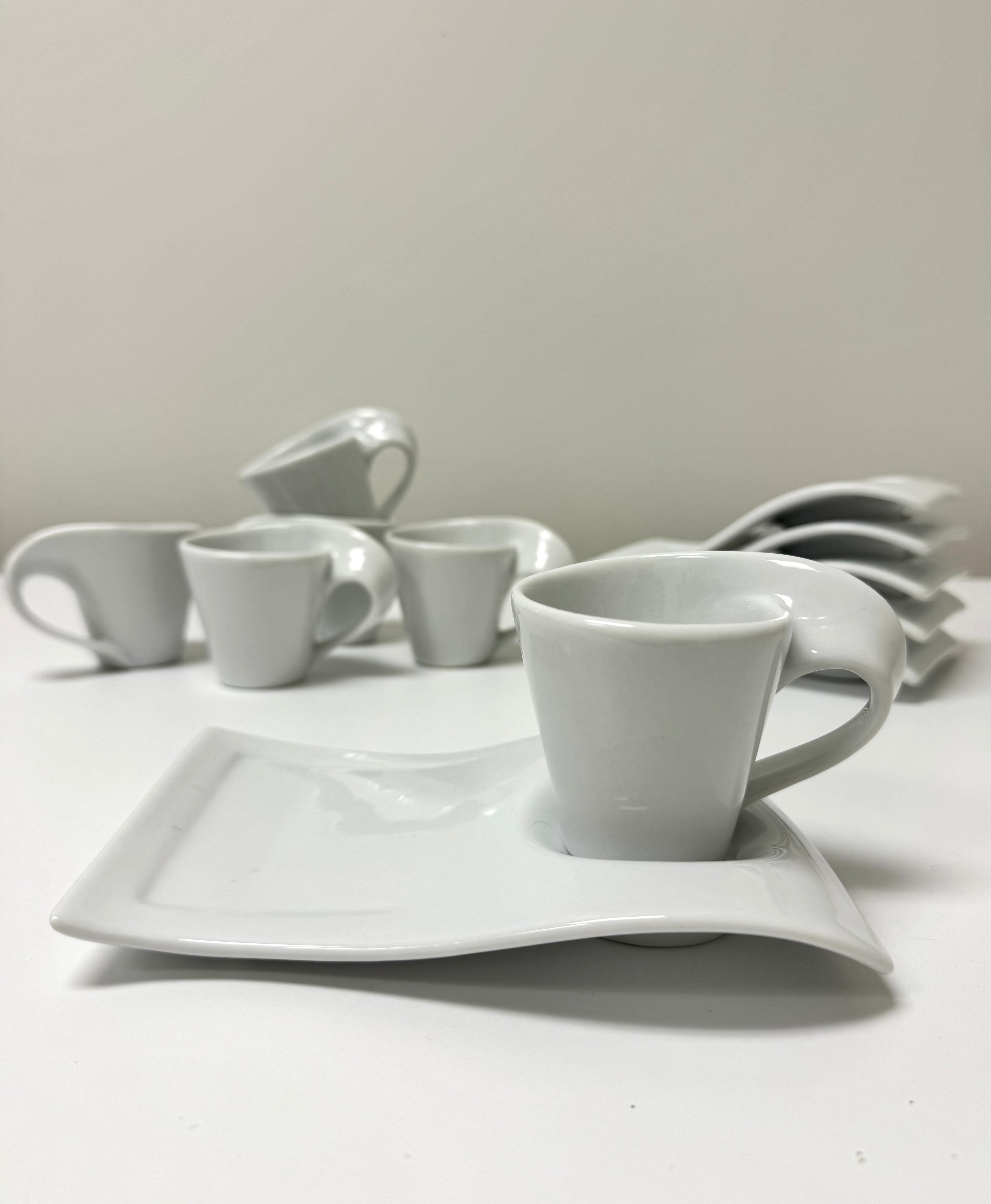 'Wave' Demitasse and Snack Plate Set of 6