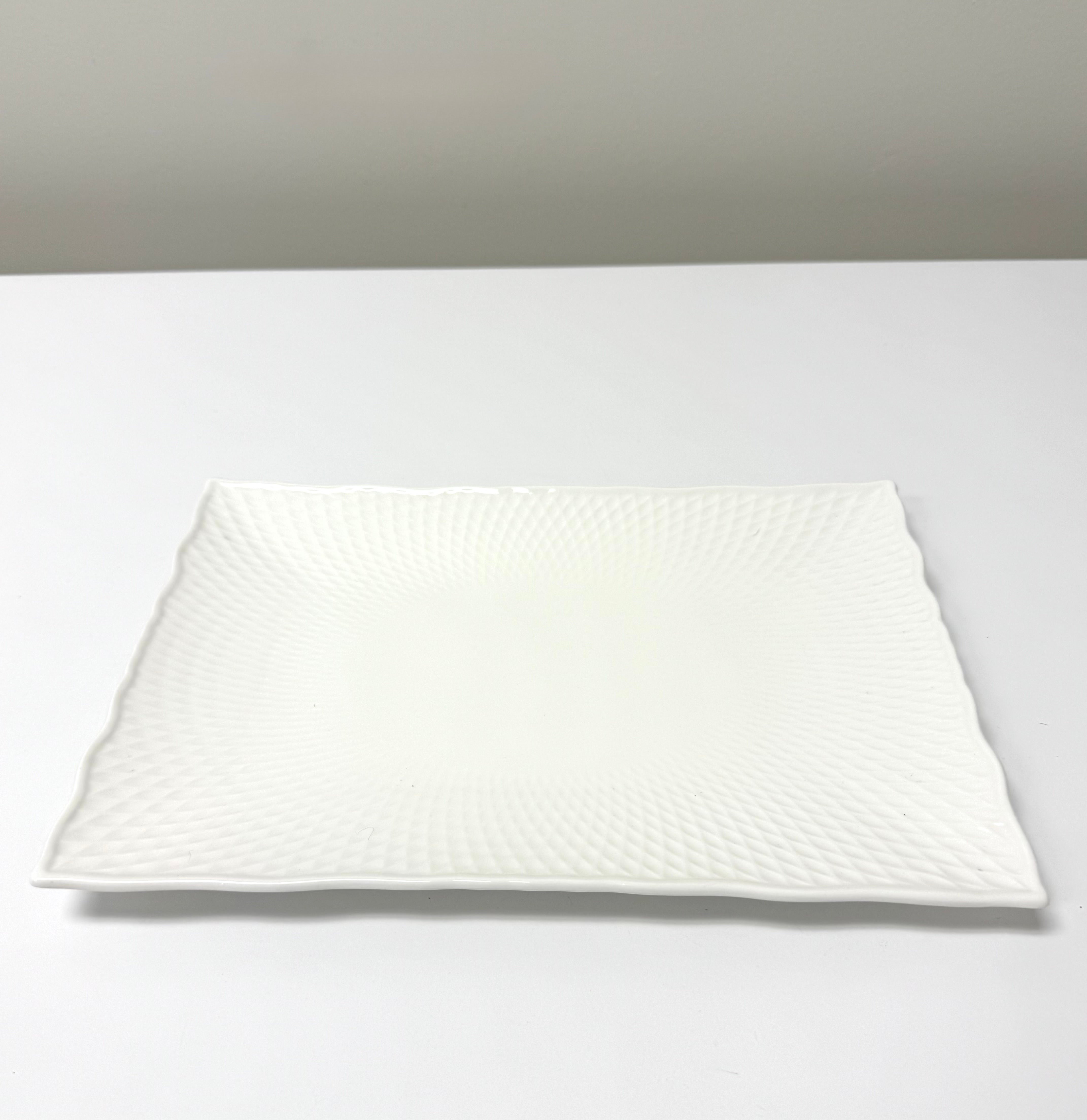 Embossed White Ceramic 12" x 8-1/2'" Plate
