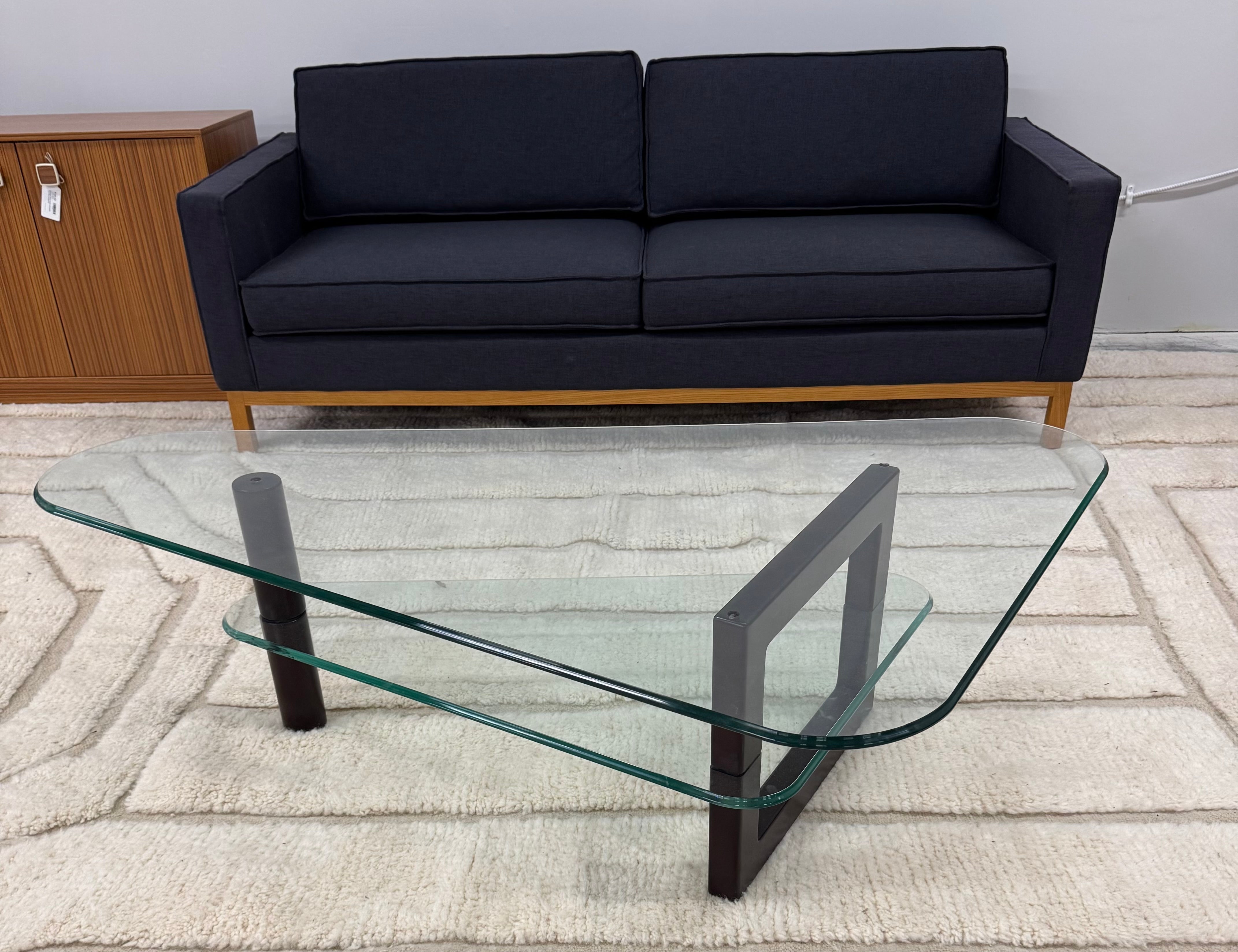 Triangular Two-tier Glass Coffee Table