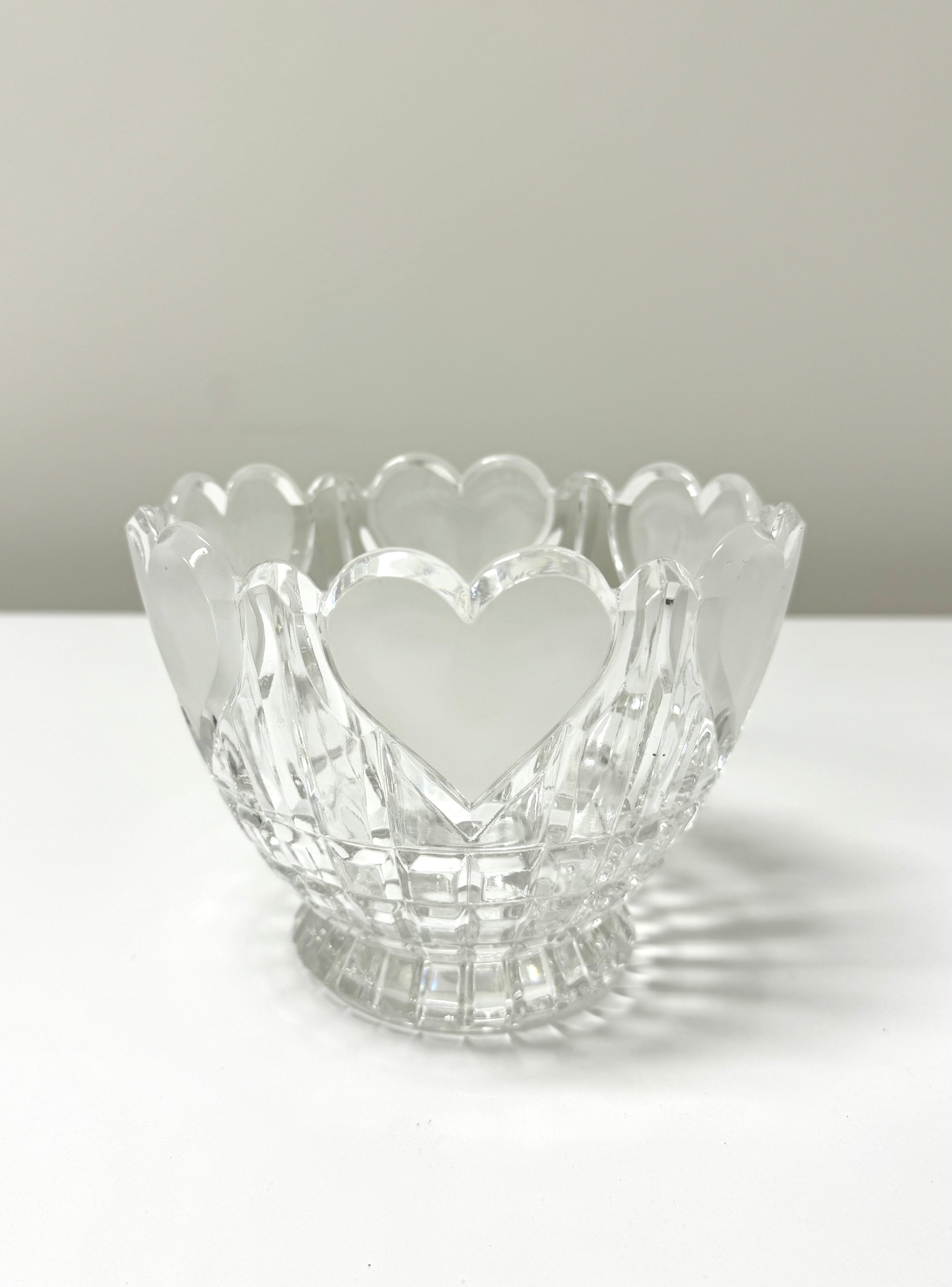 Crystal 6" Bowl with Frosted Hearts