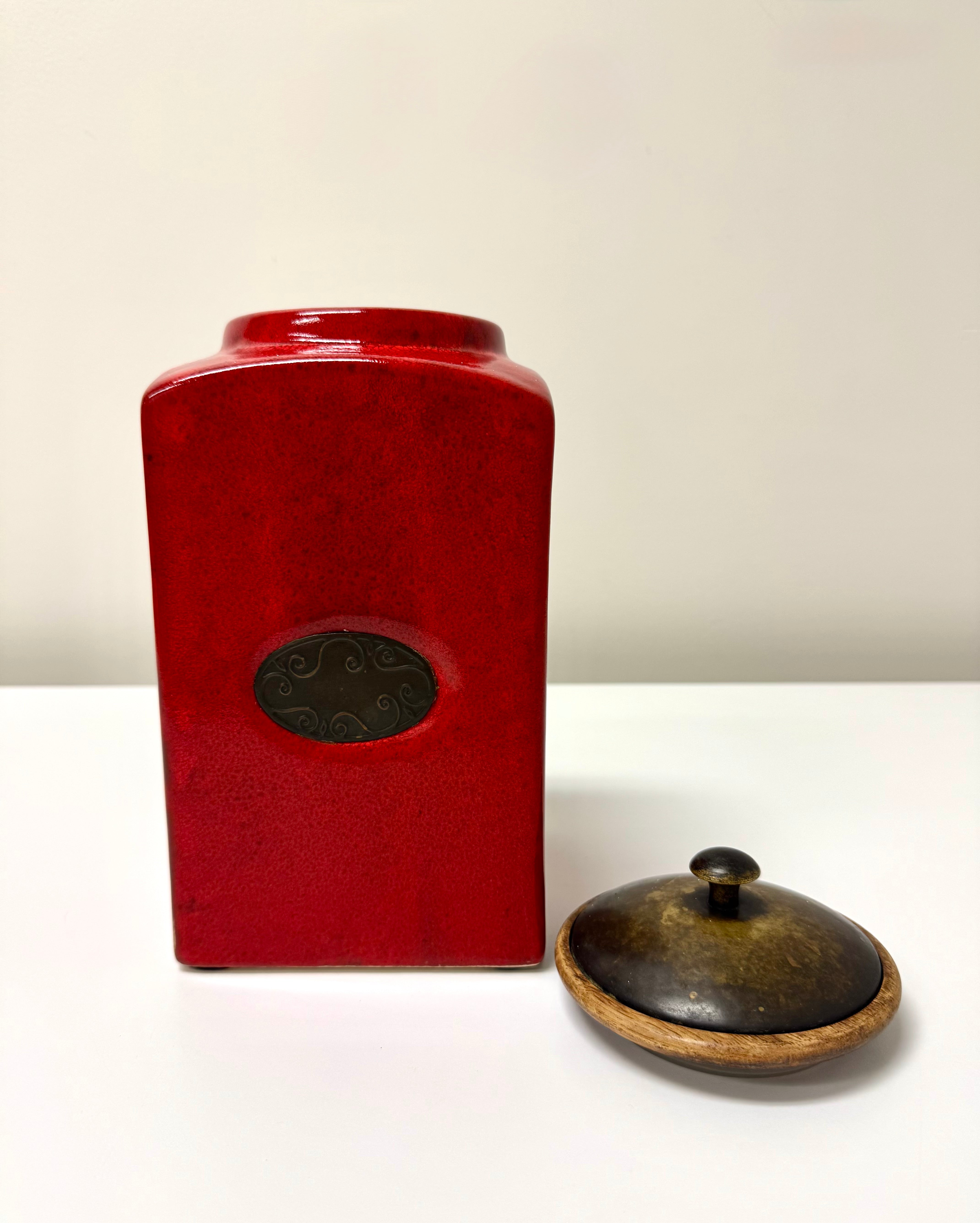 Rustic Red Ceramic Canister