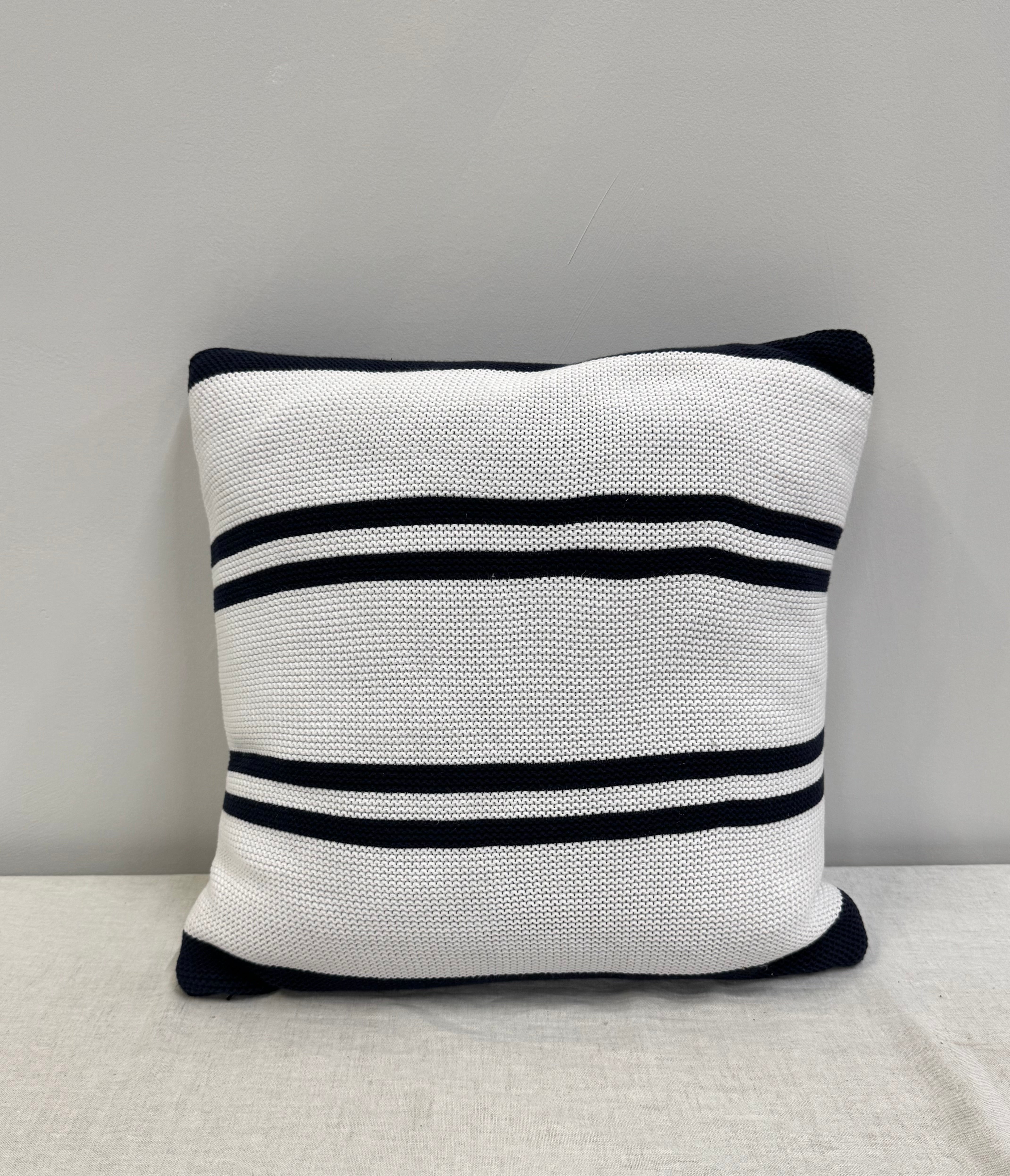 NEW! Navy and White Knit 20" Pillow