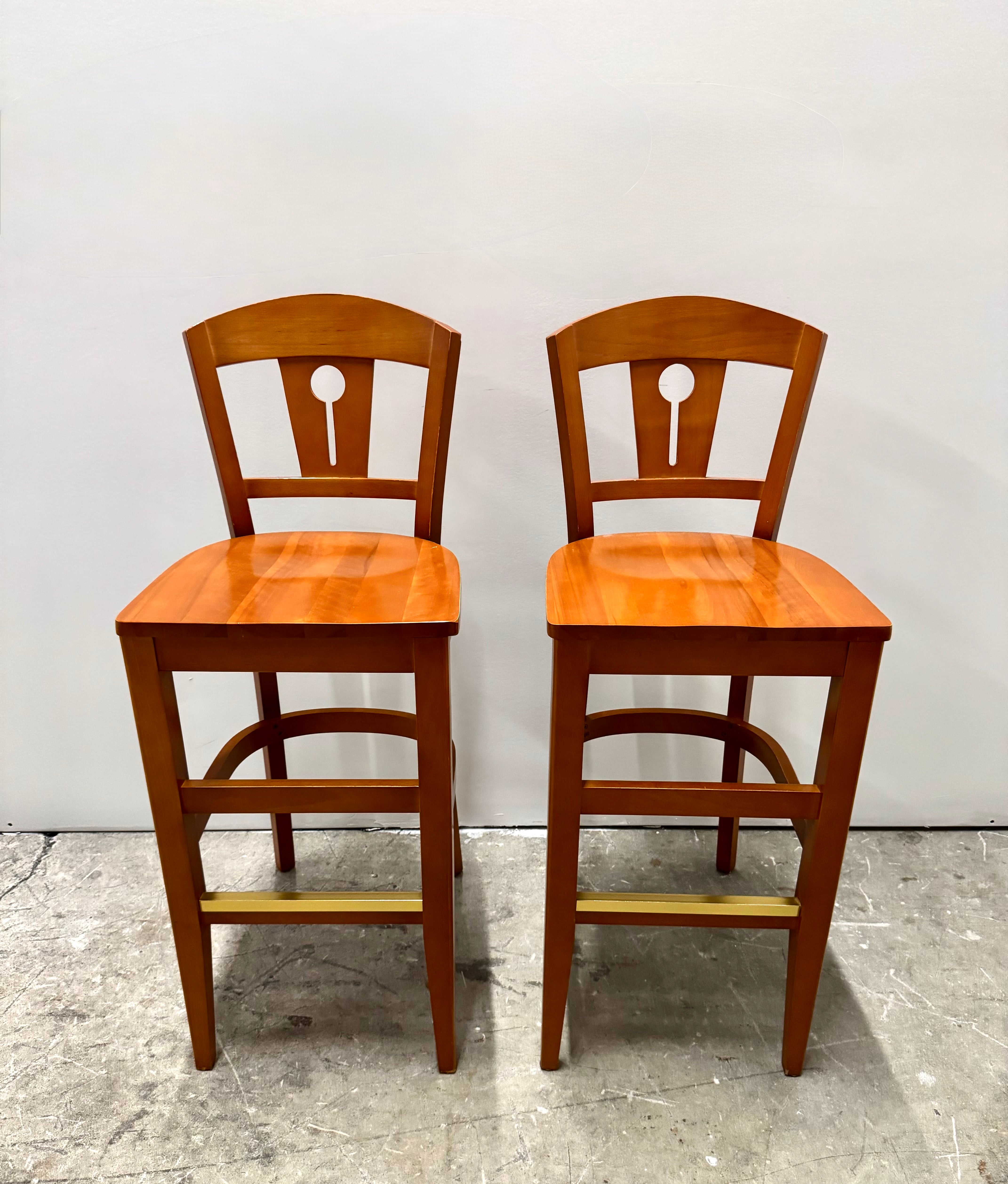 Solid Wood Keyhole Bar Stools Set of 2