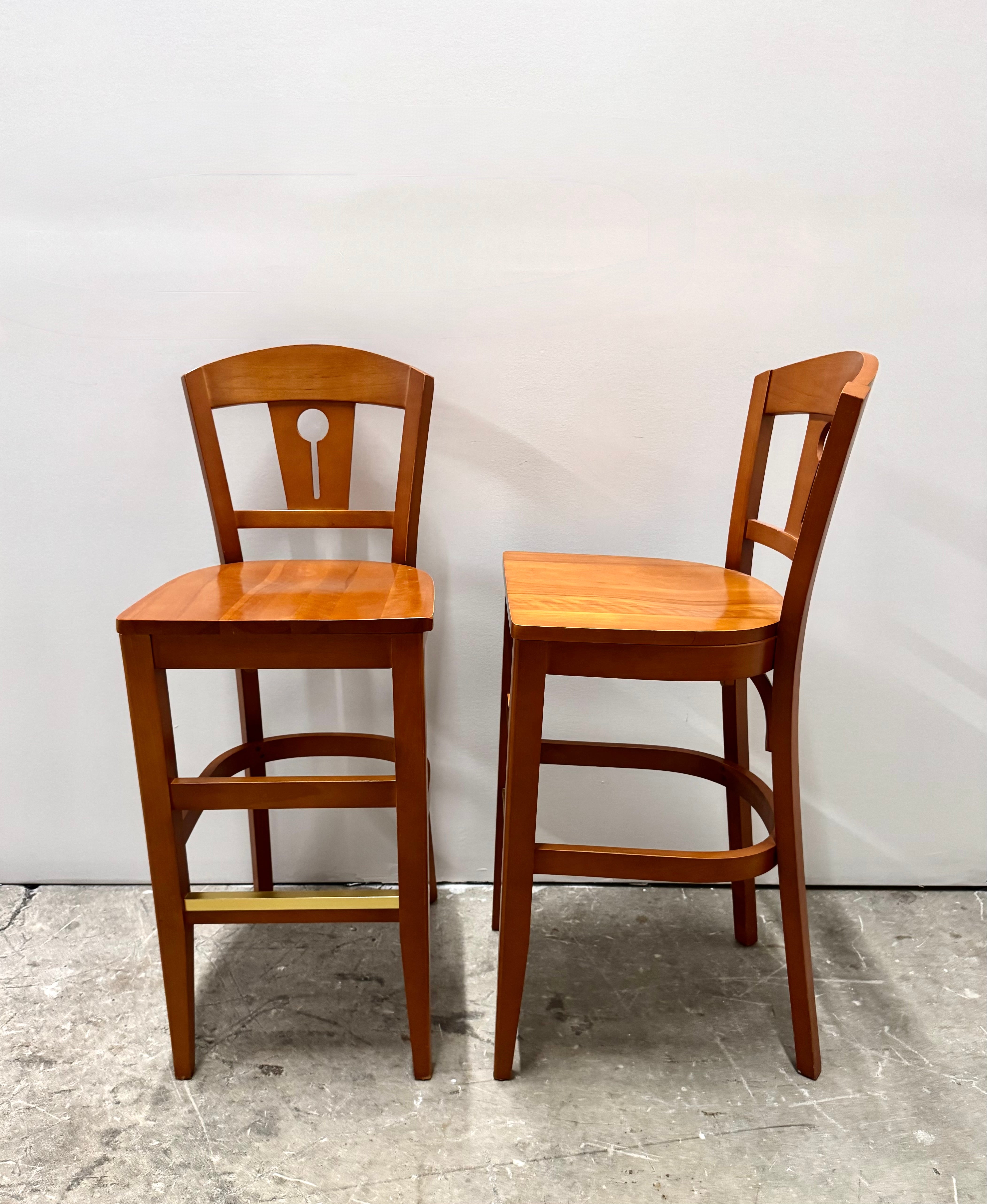 Solid Wood Keyhole Bar Stools Set of 2