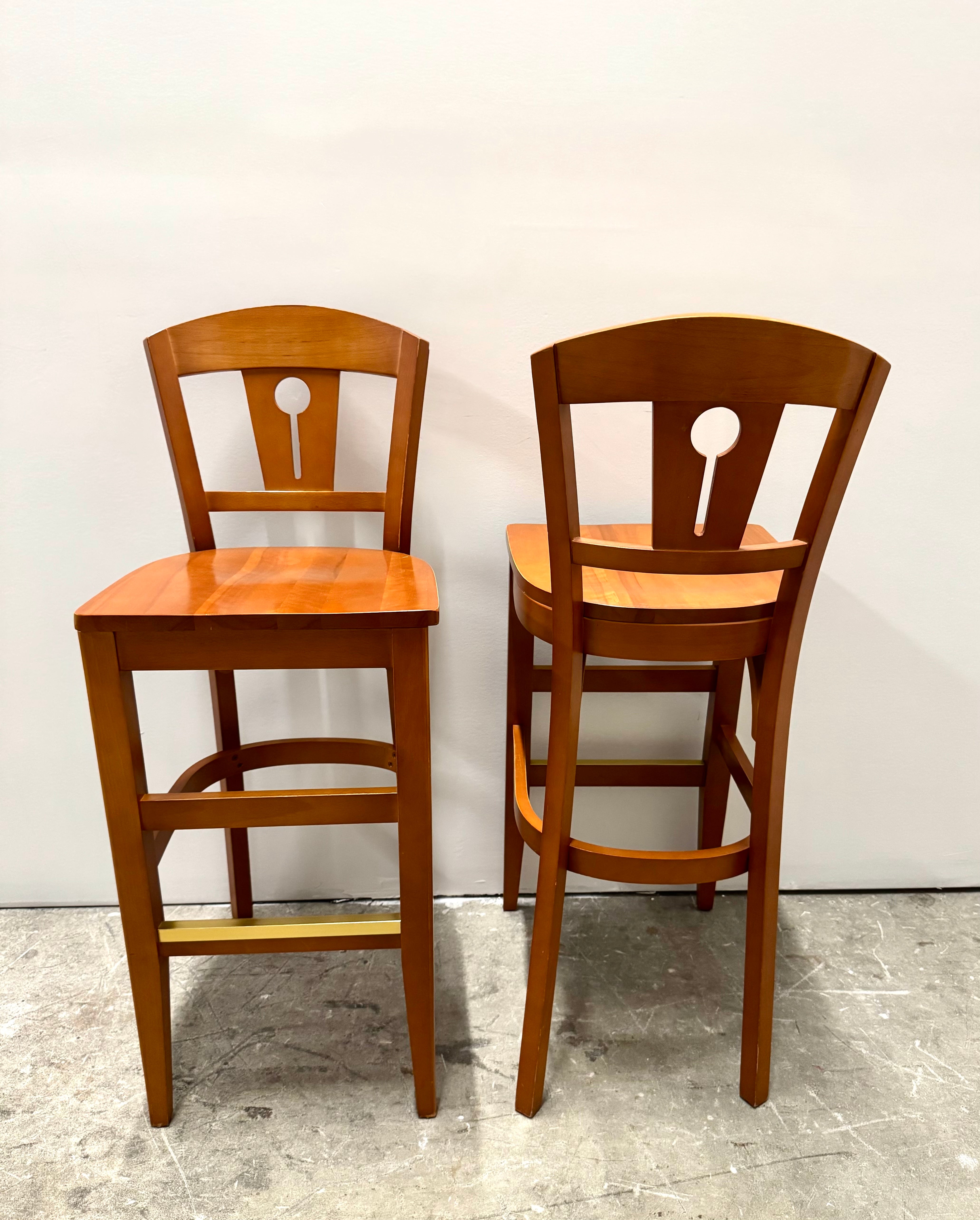 Solid Wood Keyhole Bar Stools Set of 2