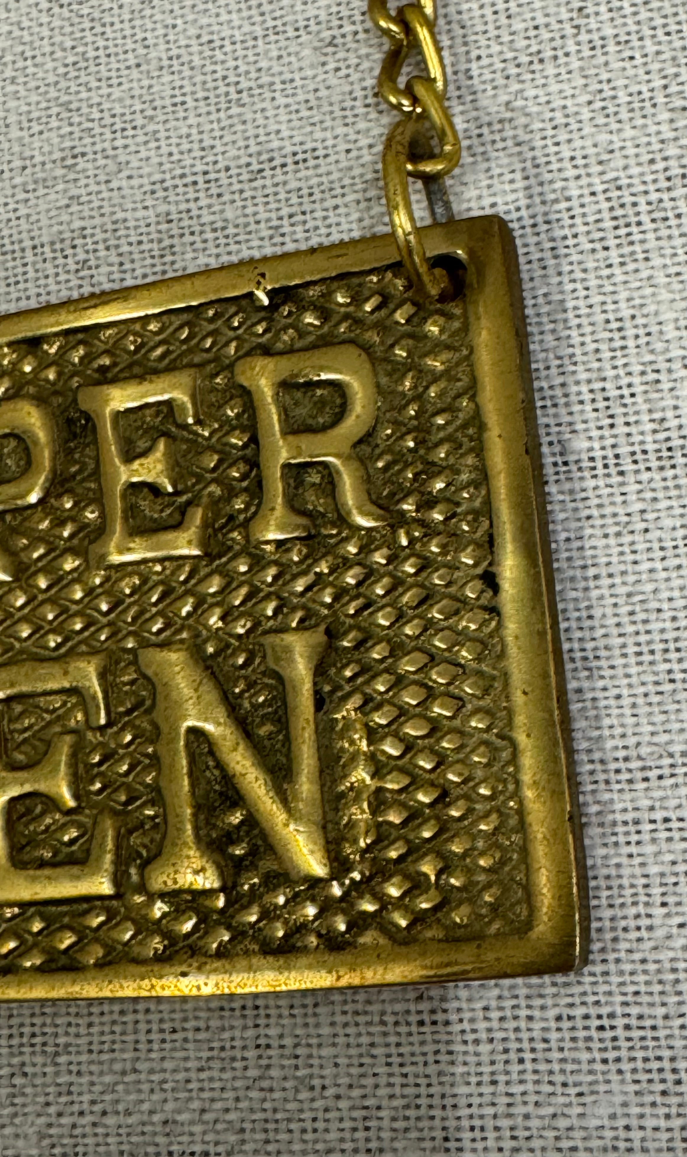 Brass Fireplace Damper Sign