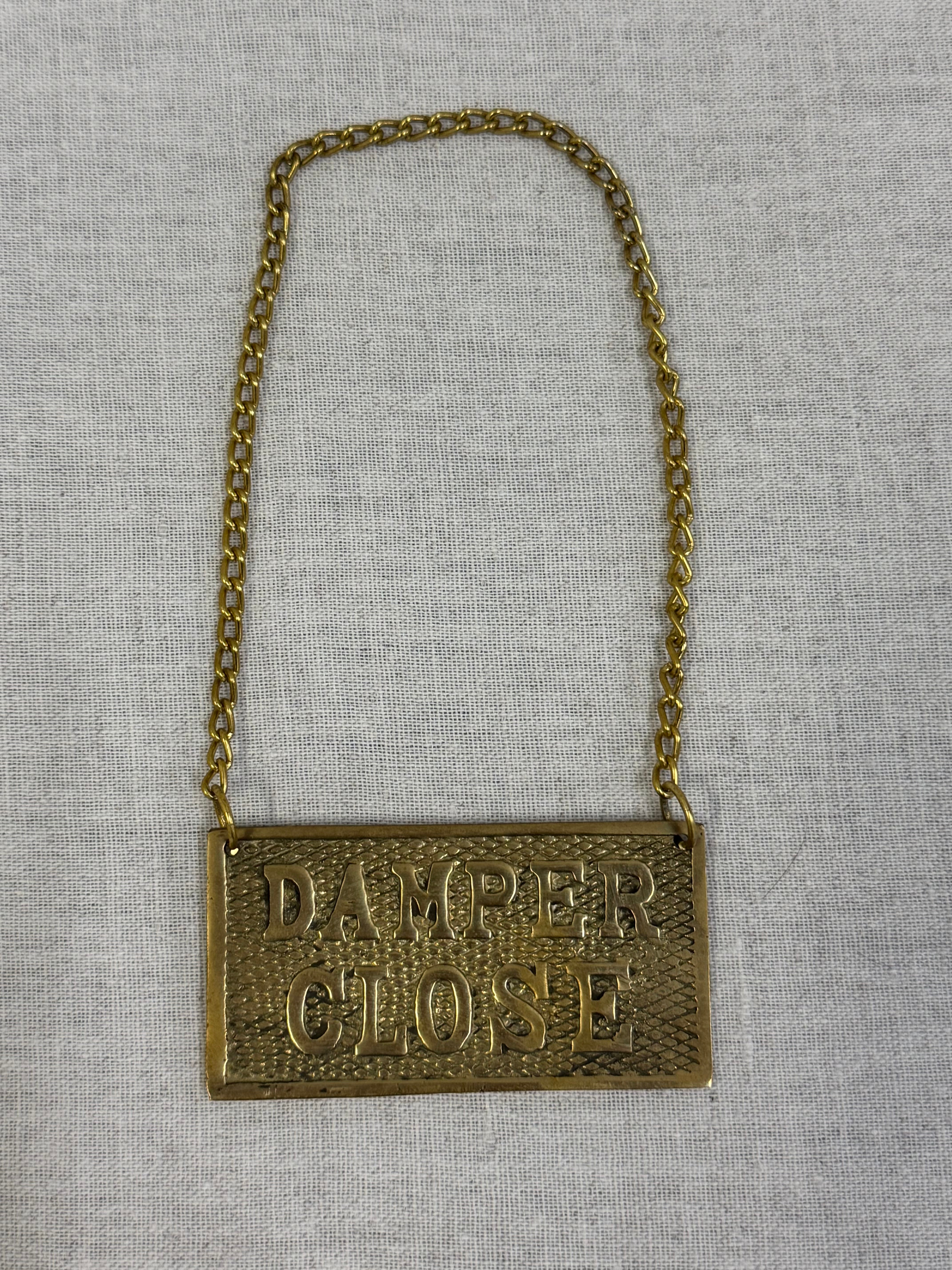 Brass Fireplace Damper Sign