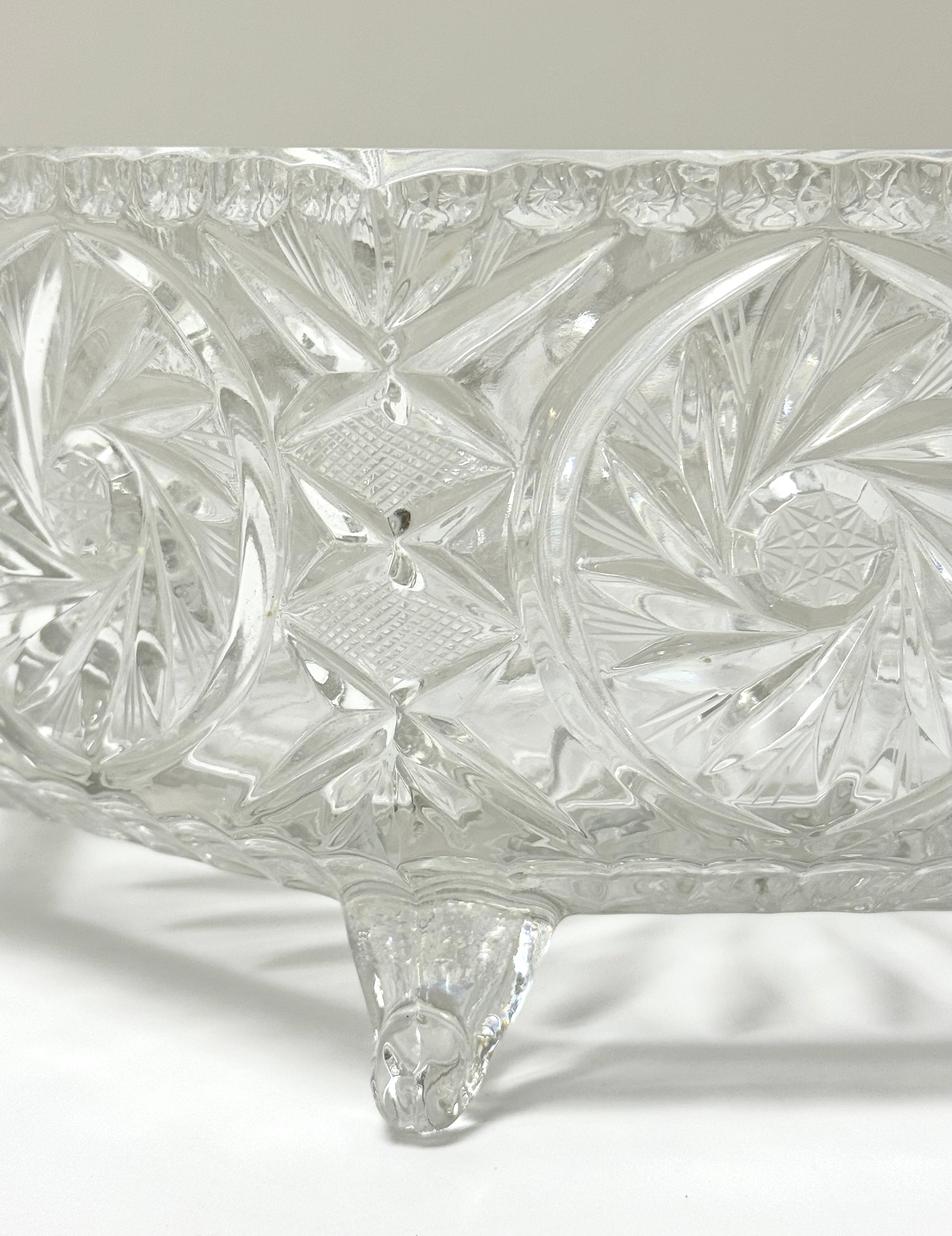 Footed Octagonal Crystal Bowl
