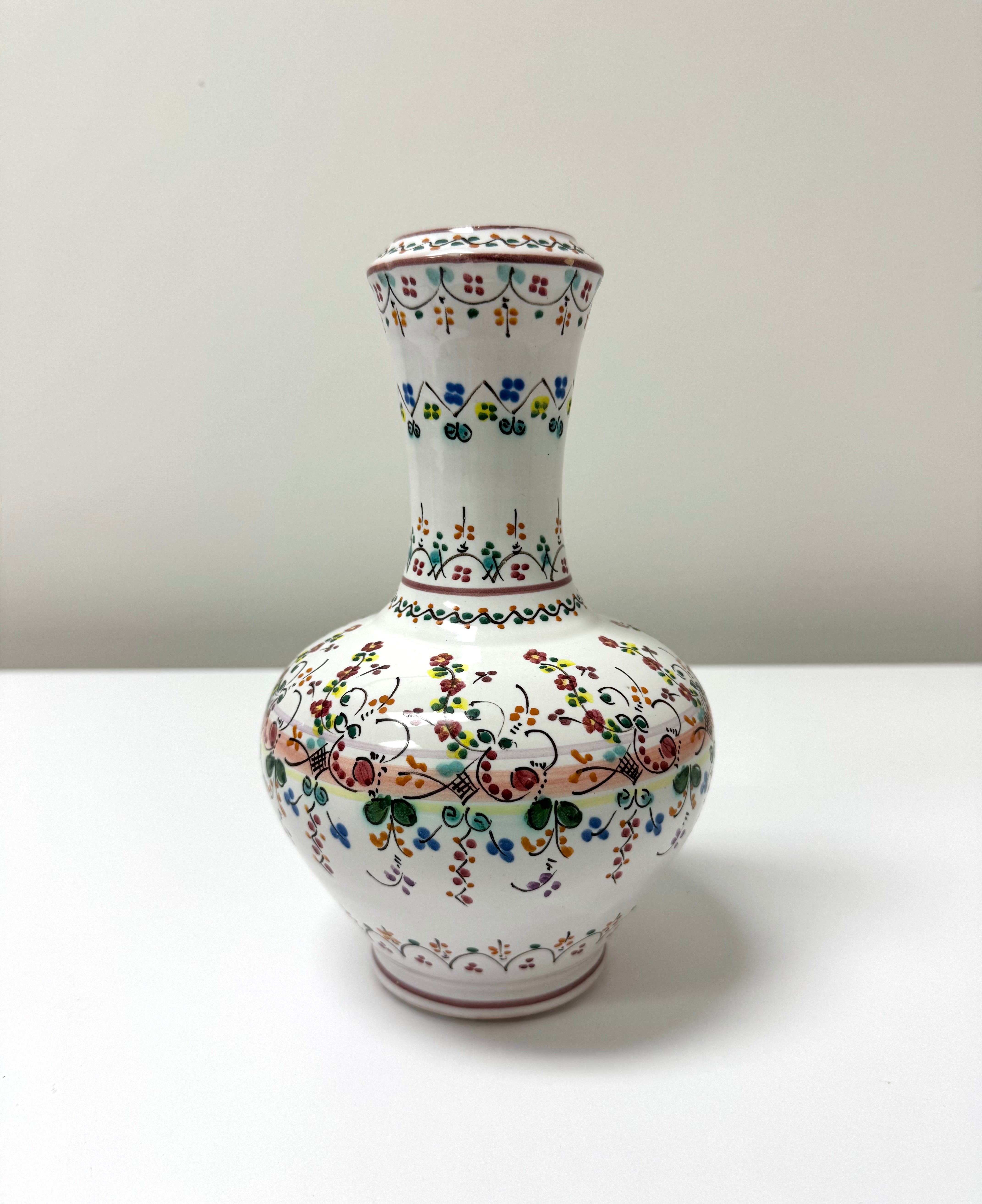 P. ARZOBISPO Hand-painted Floral 9" Vase