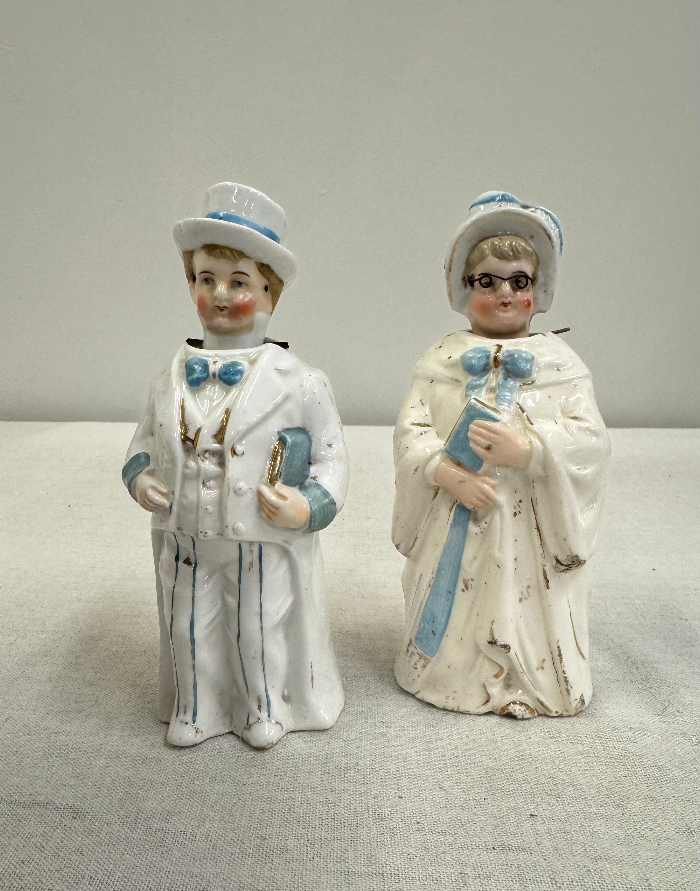 Antique English Bisque Lady & Gentleman Dodders