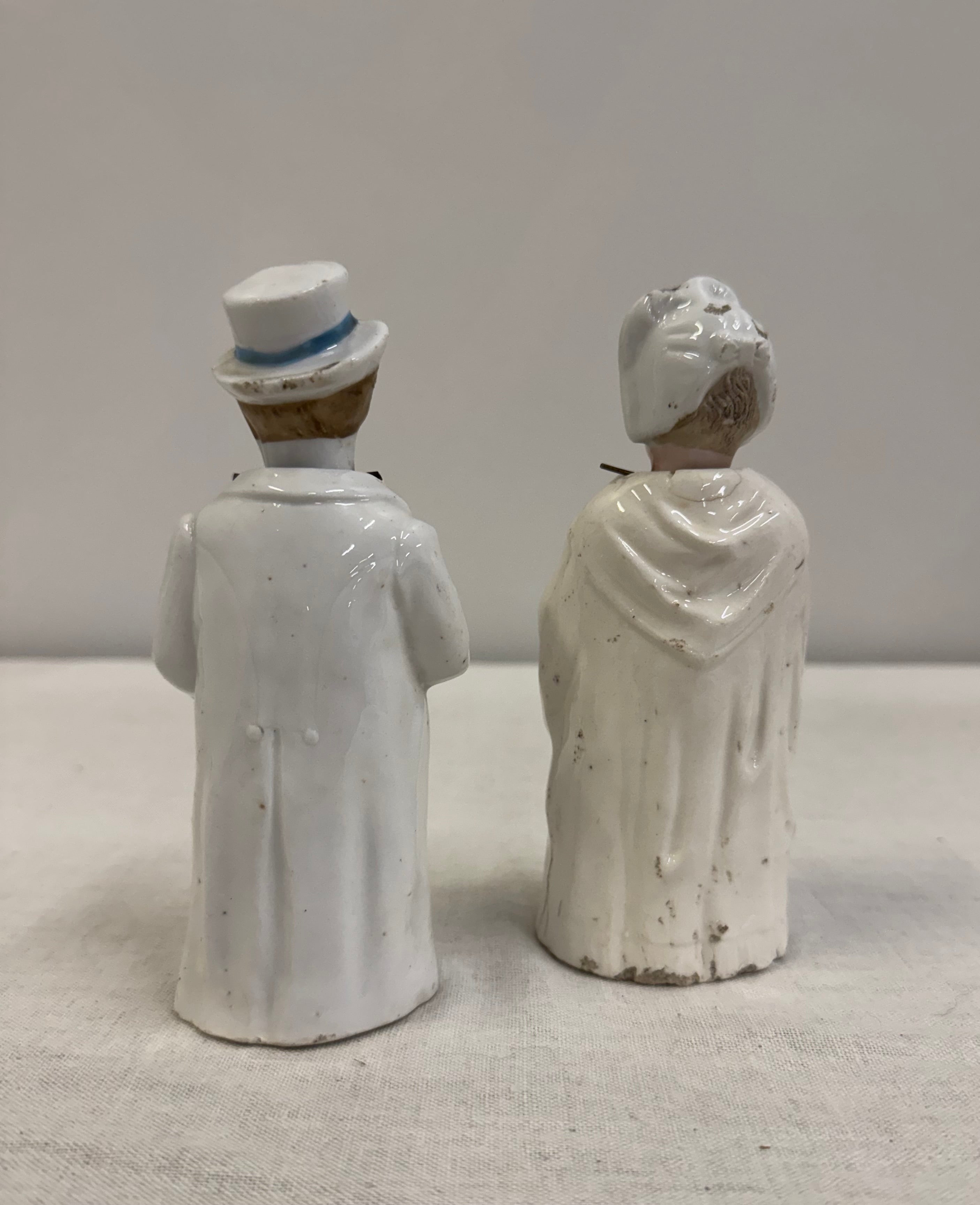 Antique English Bisque Lady & Gentleman Dodders