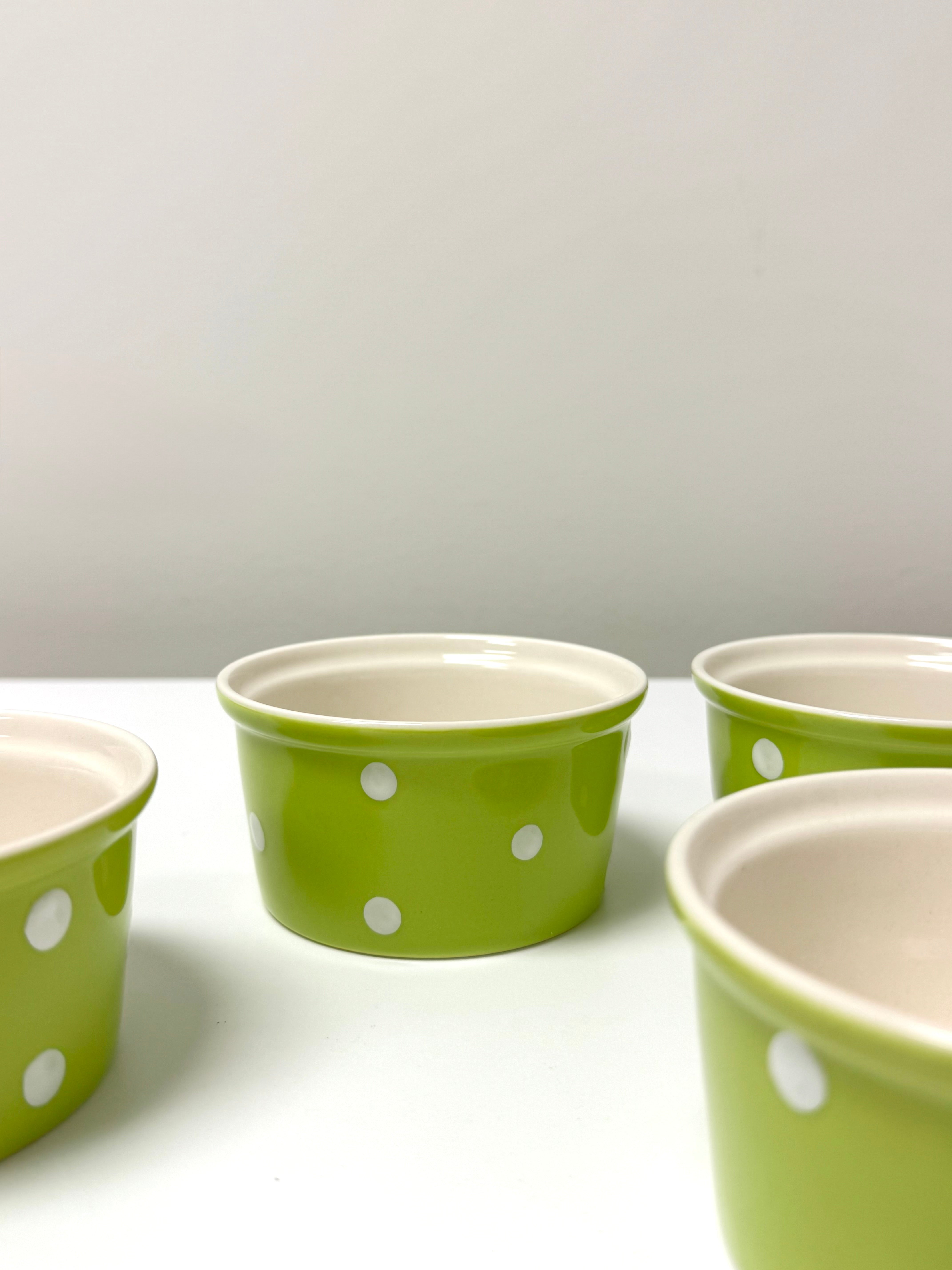 SPODE 'Baking Days' Green Polka Dot Ramekins Set of 4