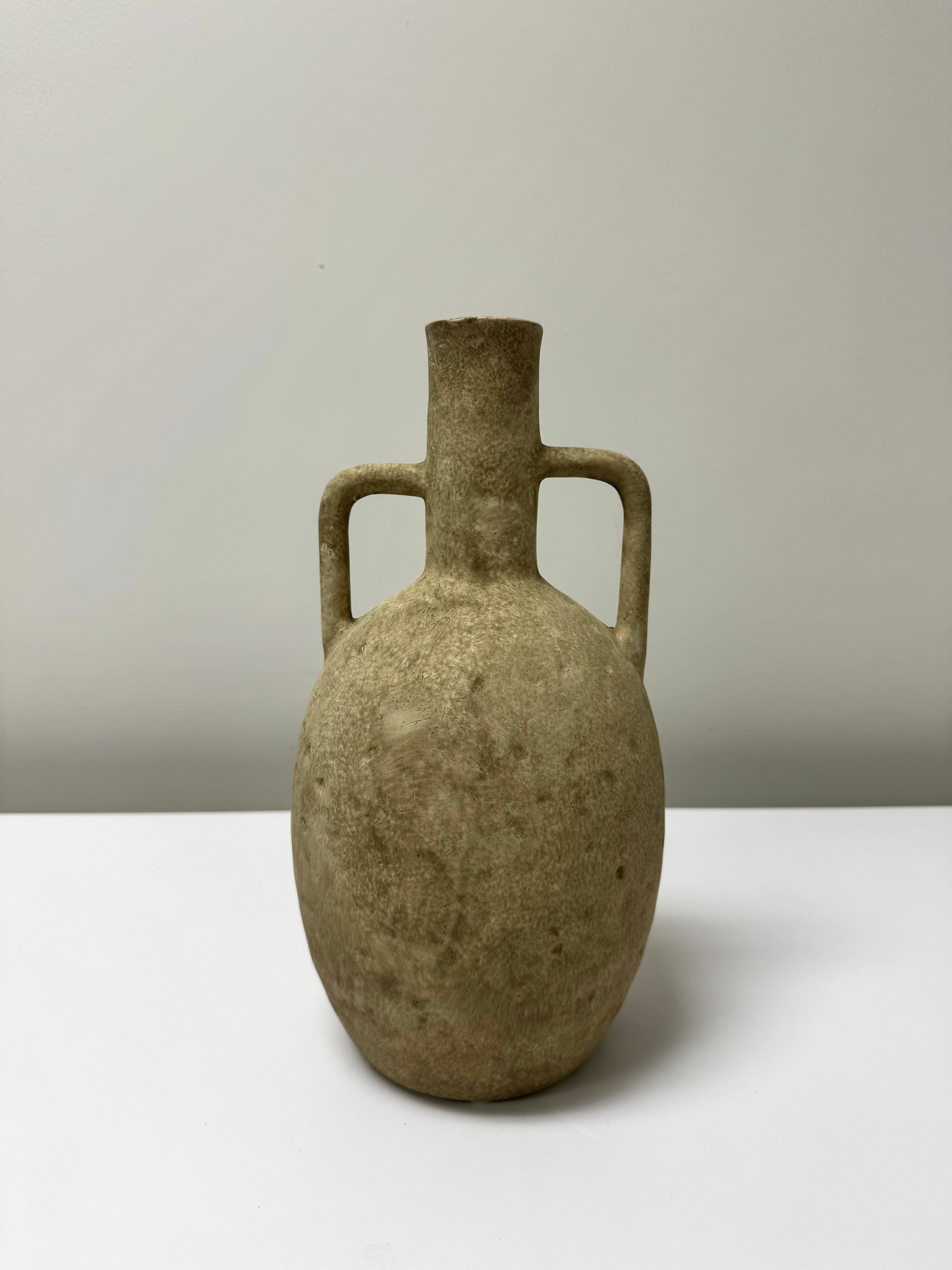 Natural Matte Beige Ceramic Jug Vase