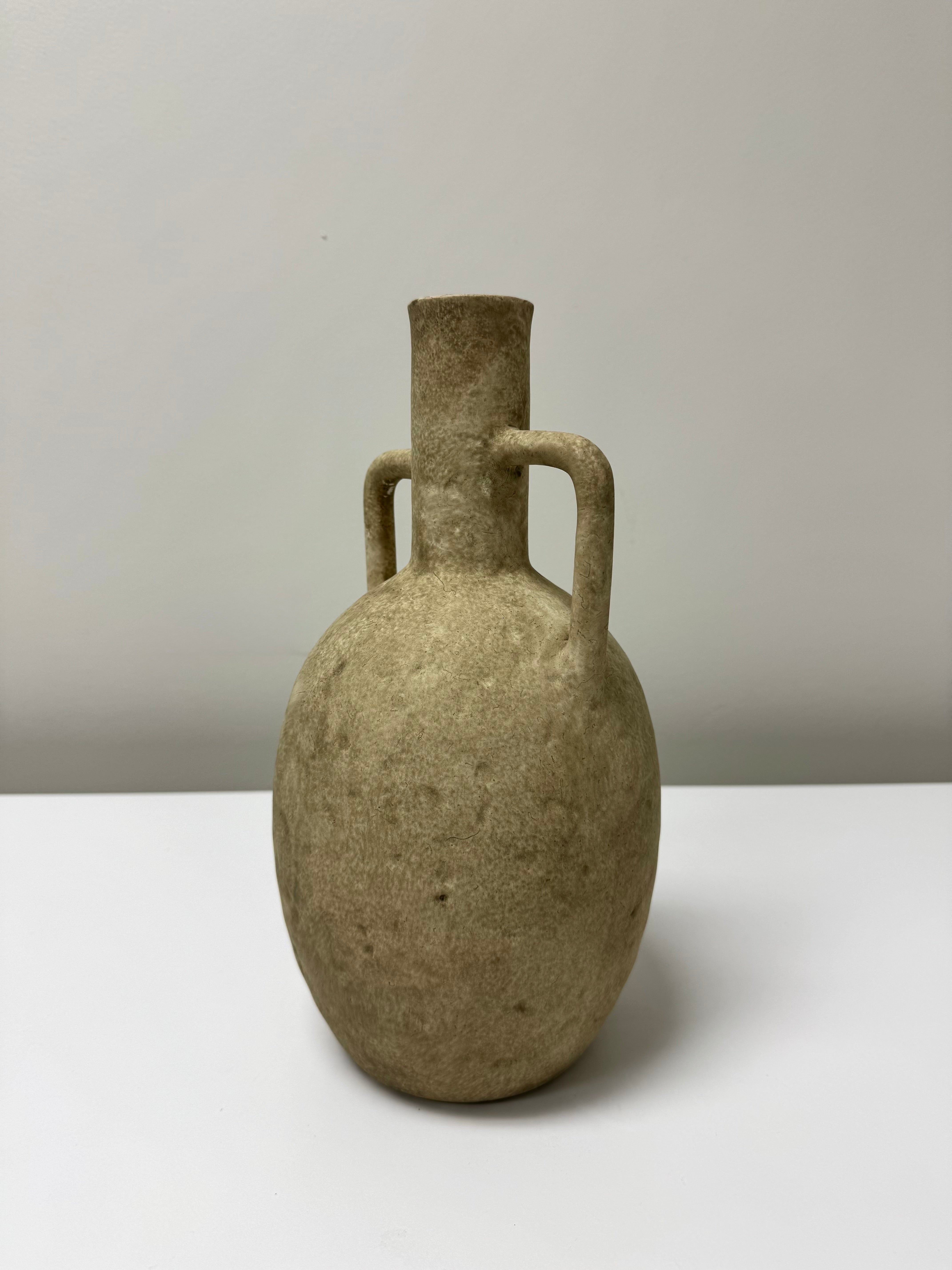 Natural Matte Beige Ceramic Jug Vase