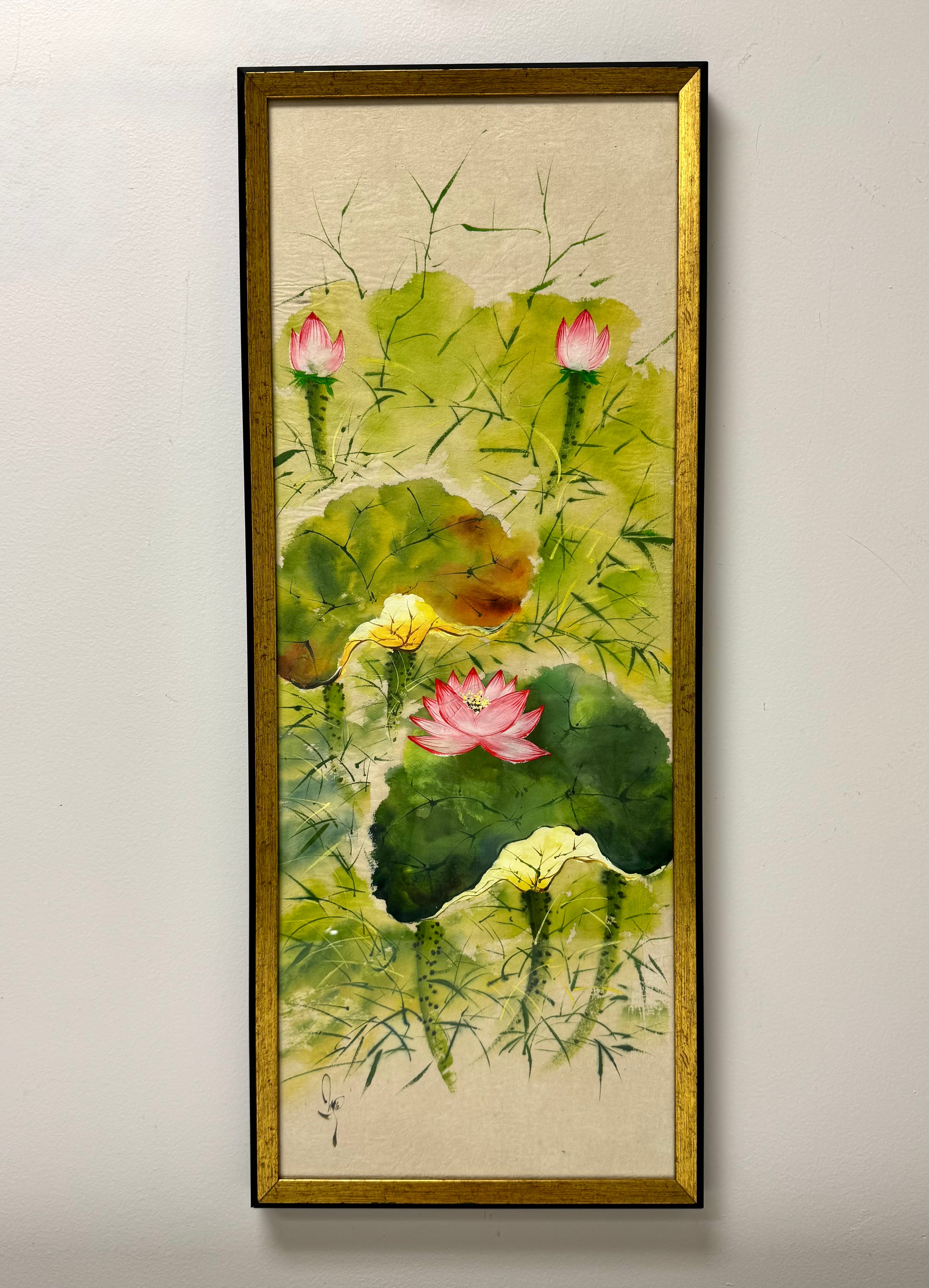 'Pink Lotus' Hand-painted Watercolour