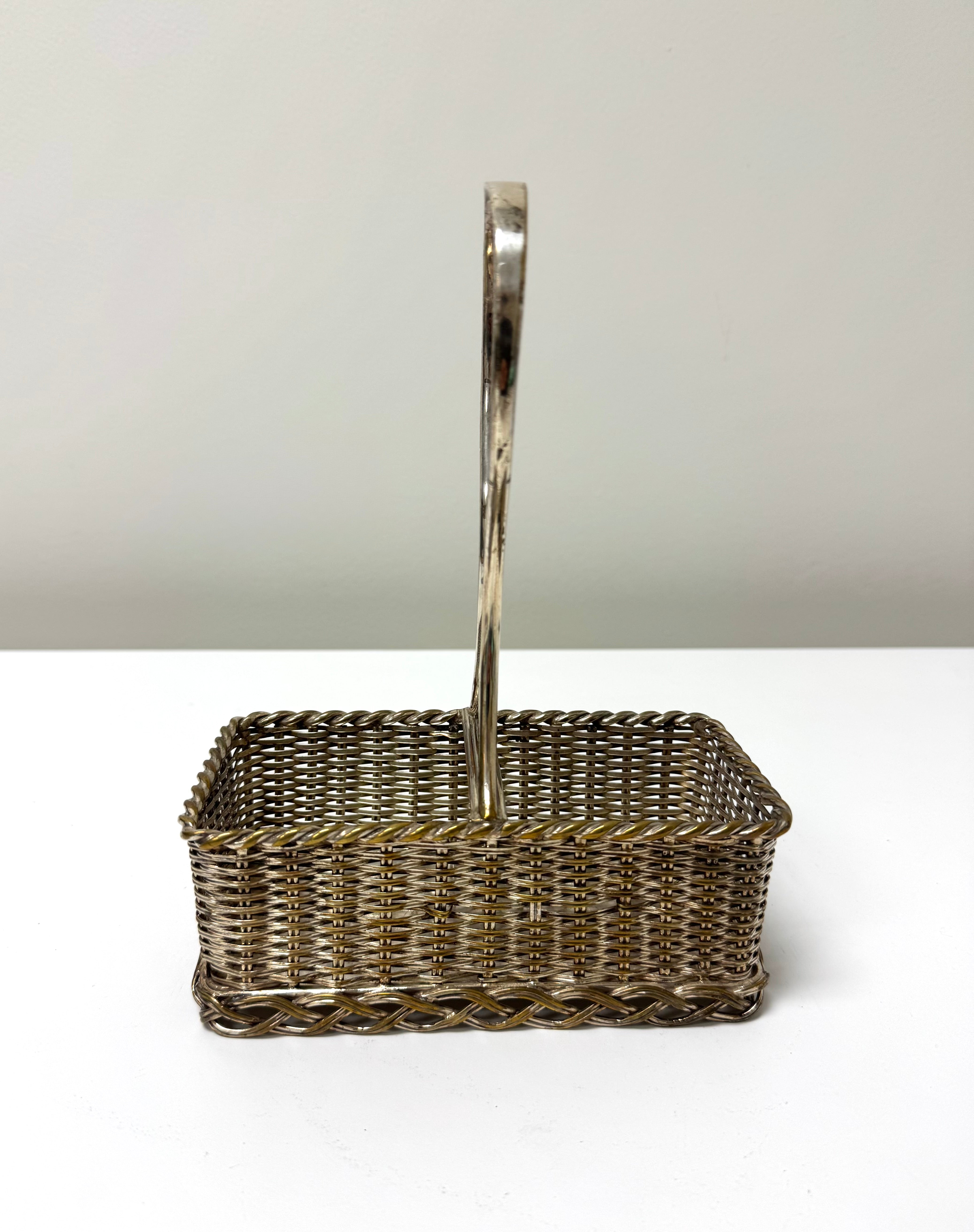Silverplate Basket Bottle Caddy
