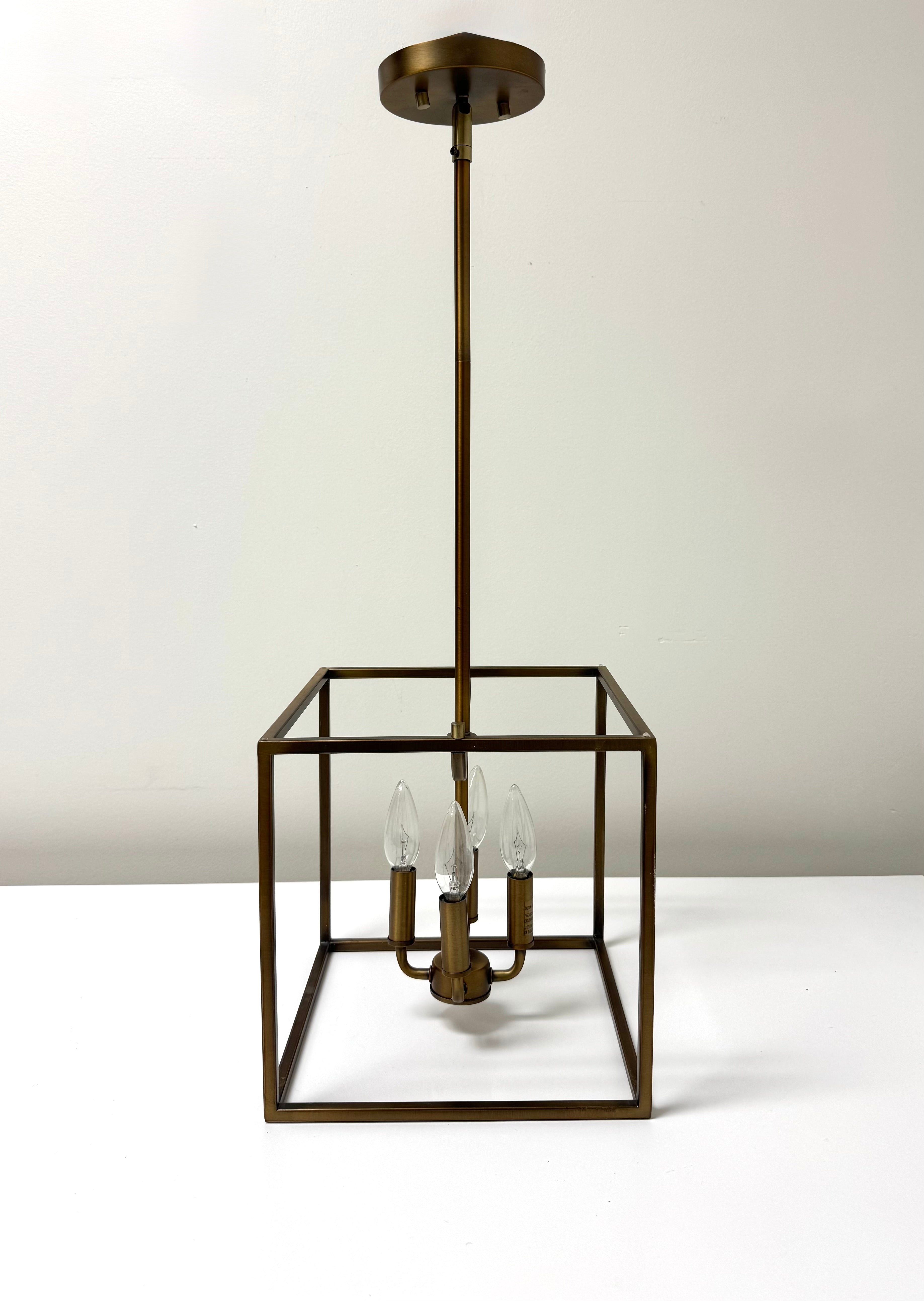 CB2 Brushed Brass Cage Pendant Light