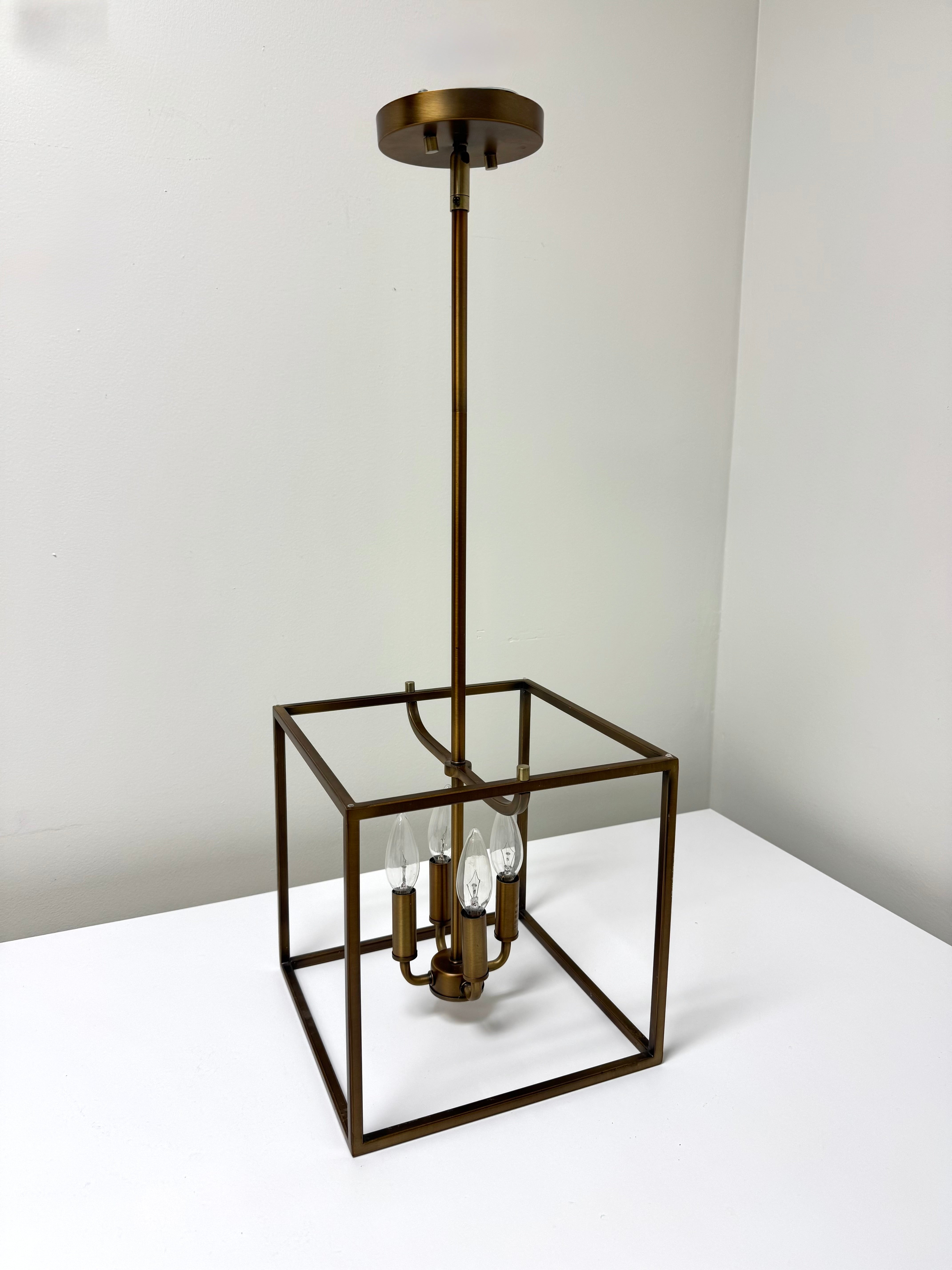 CB2 Brushed Brass Cage Pendant Light