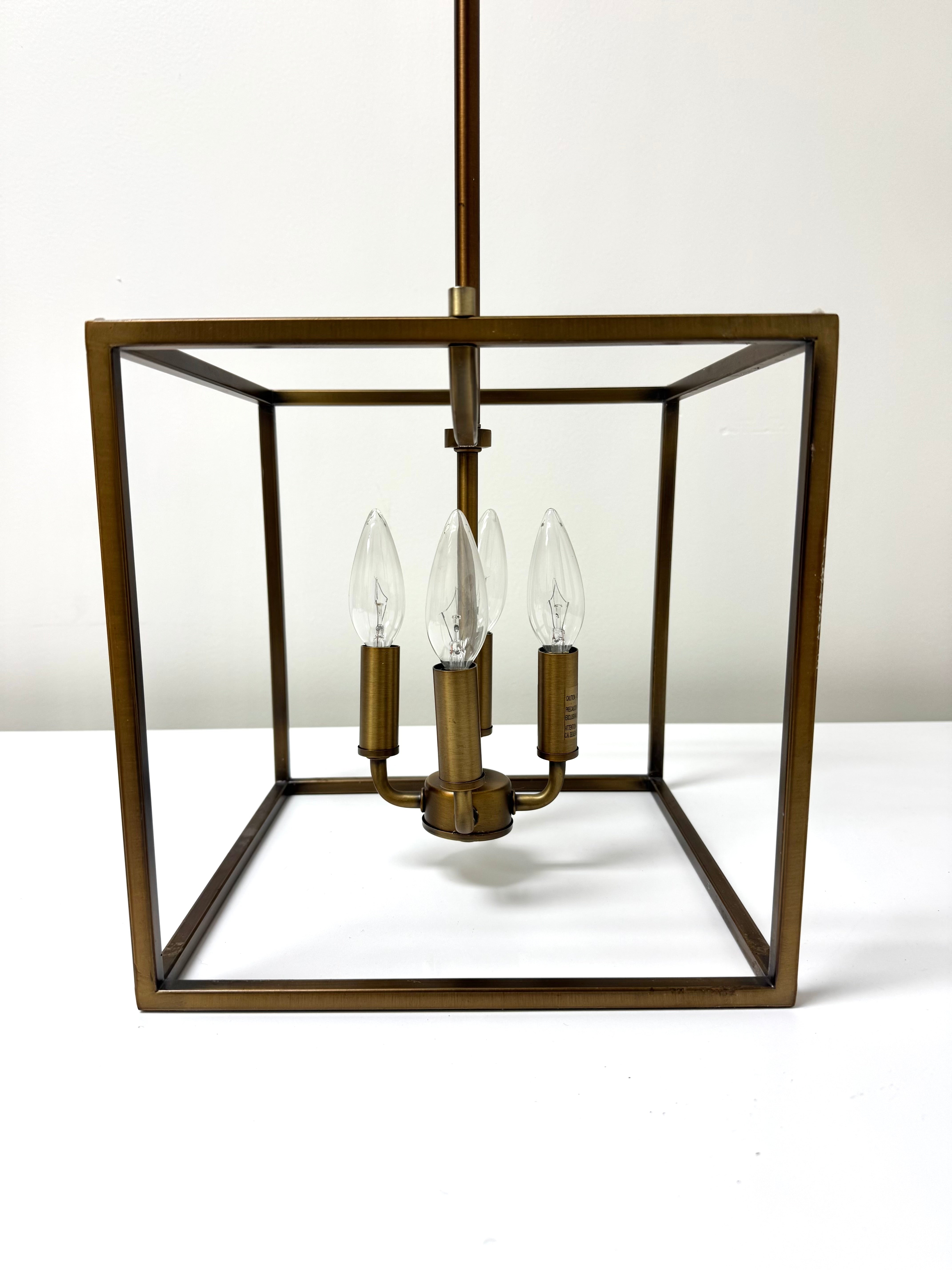 CB2 Brushed Brass Cage Pendant Light