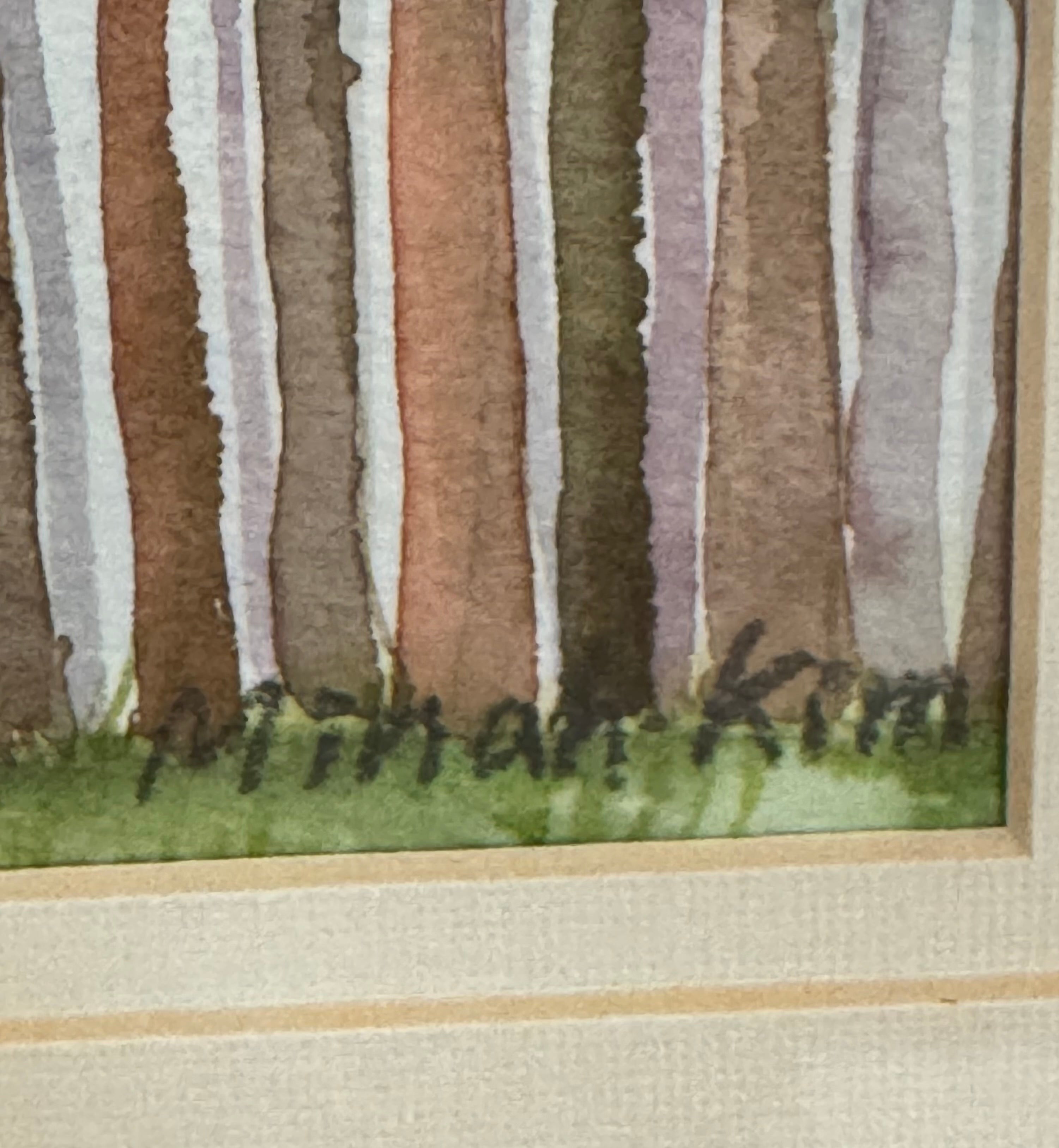 Trees Under a Blue Sky Watercolour