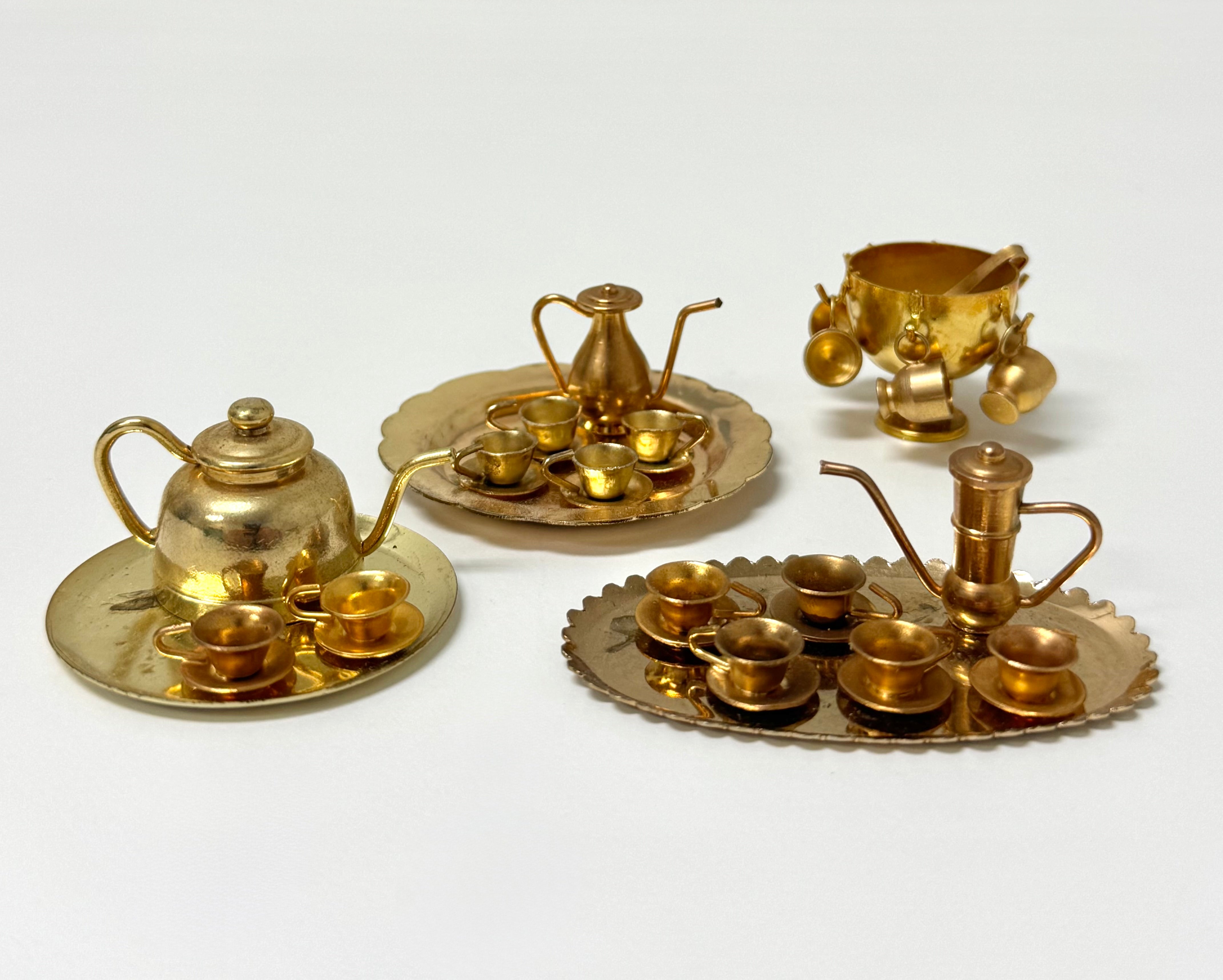 Vintage Brass Curio Cabinet with Miniatures