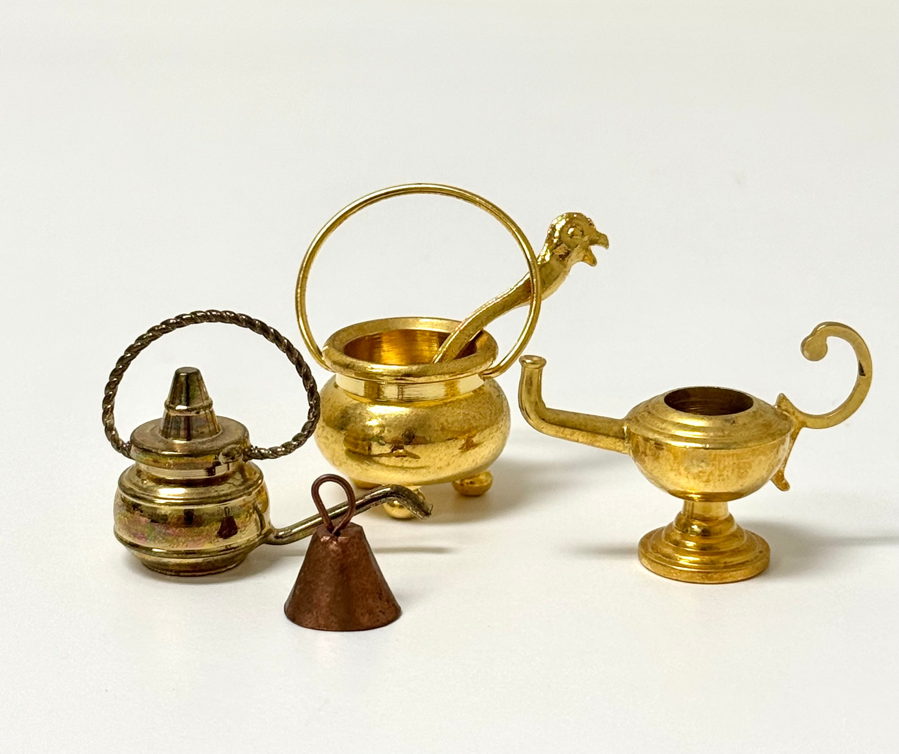 Vintage Brass Curio Cabinet with Miniatures