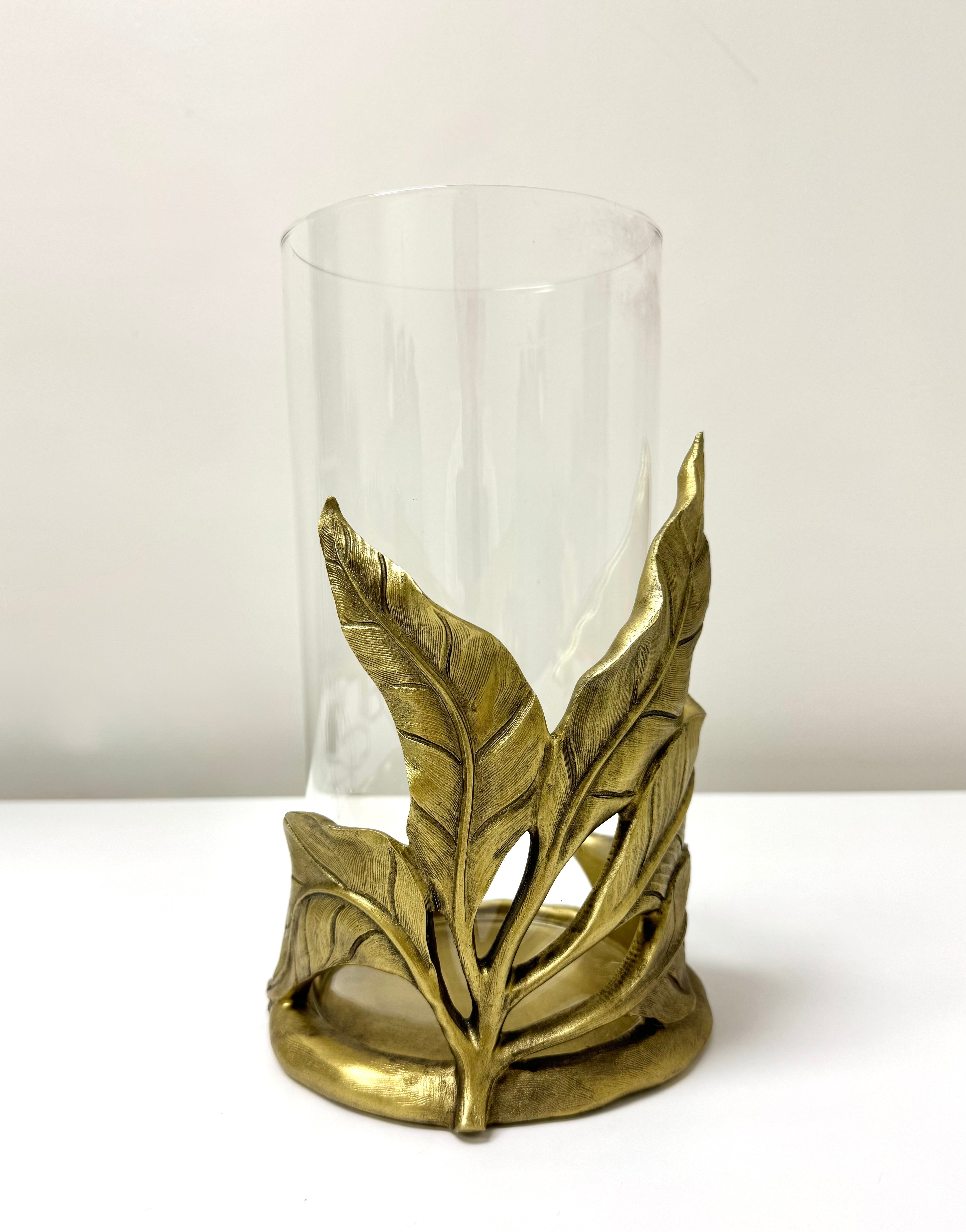 Darkened Gold Feather Pillar Hurricane