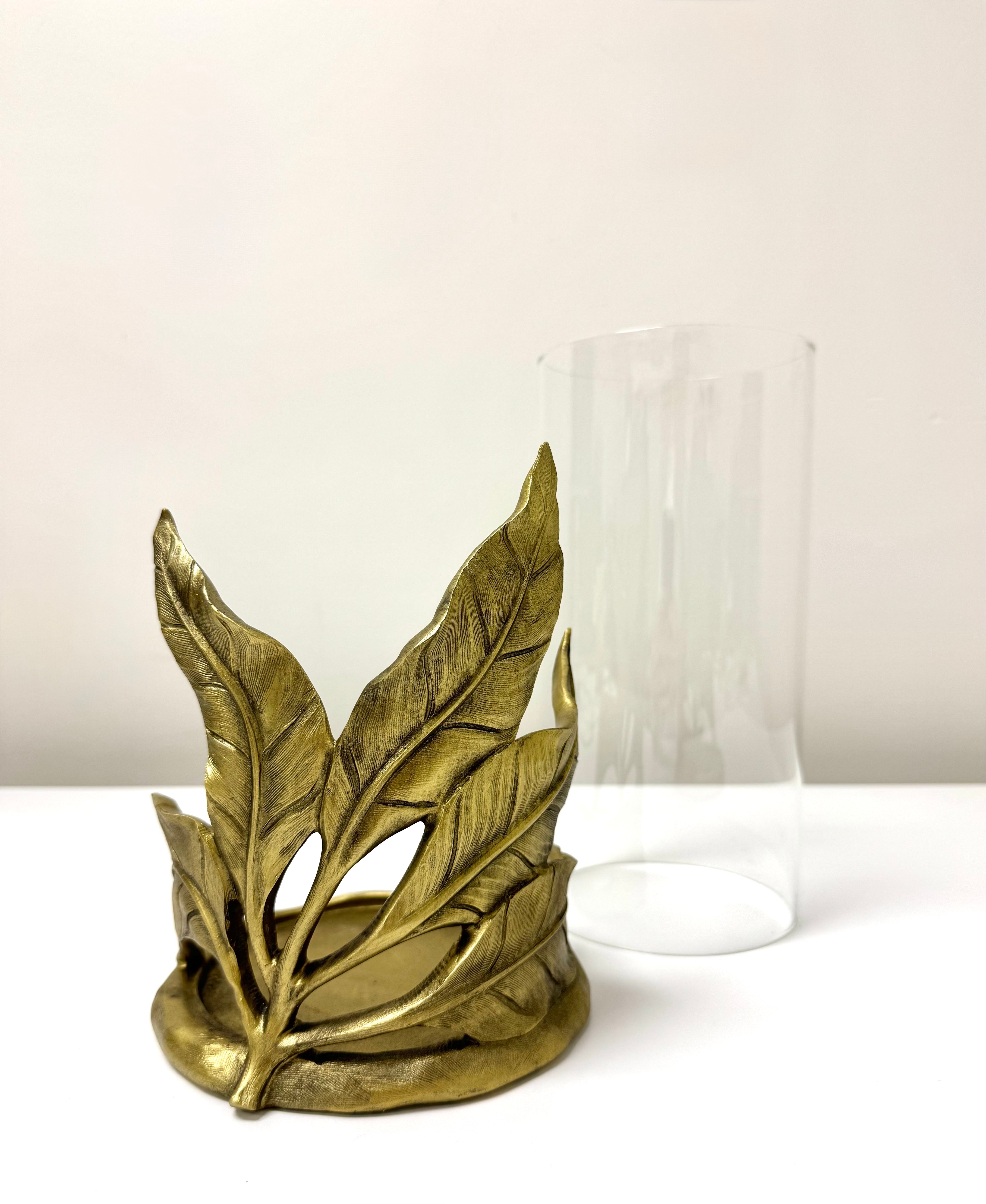 Darkened Gold Feather Pillar Hurricane