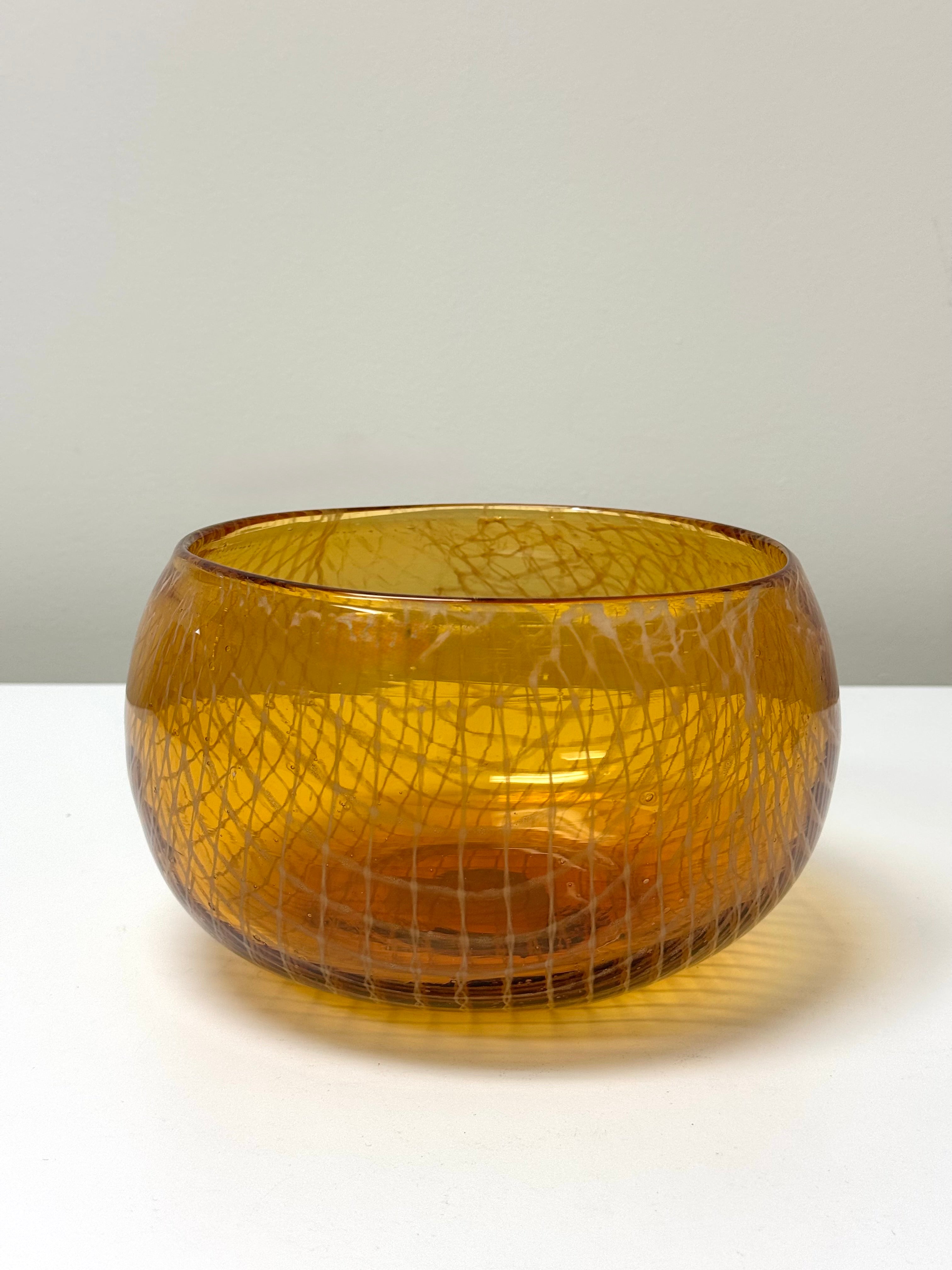 Amber Glass Net Bowl