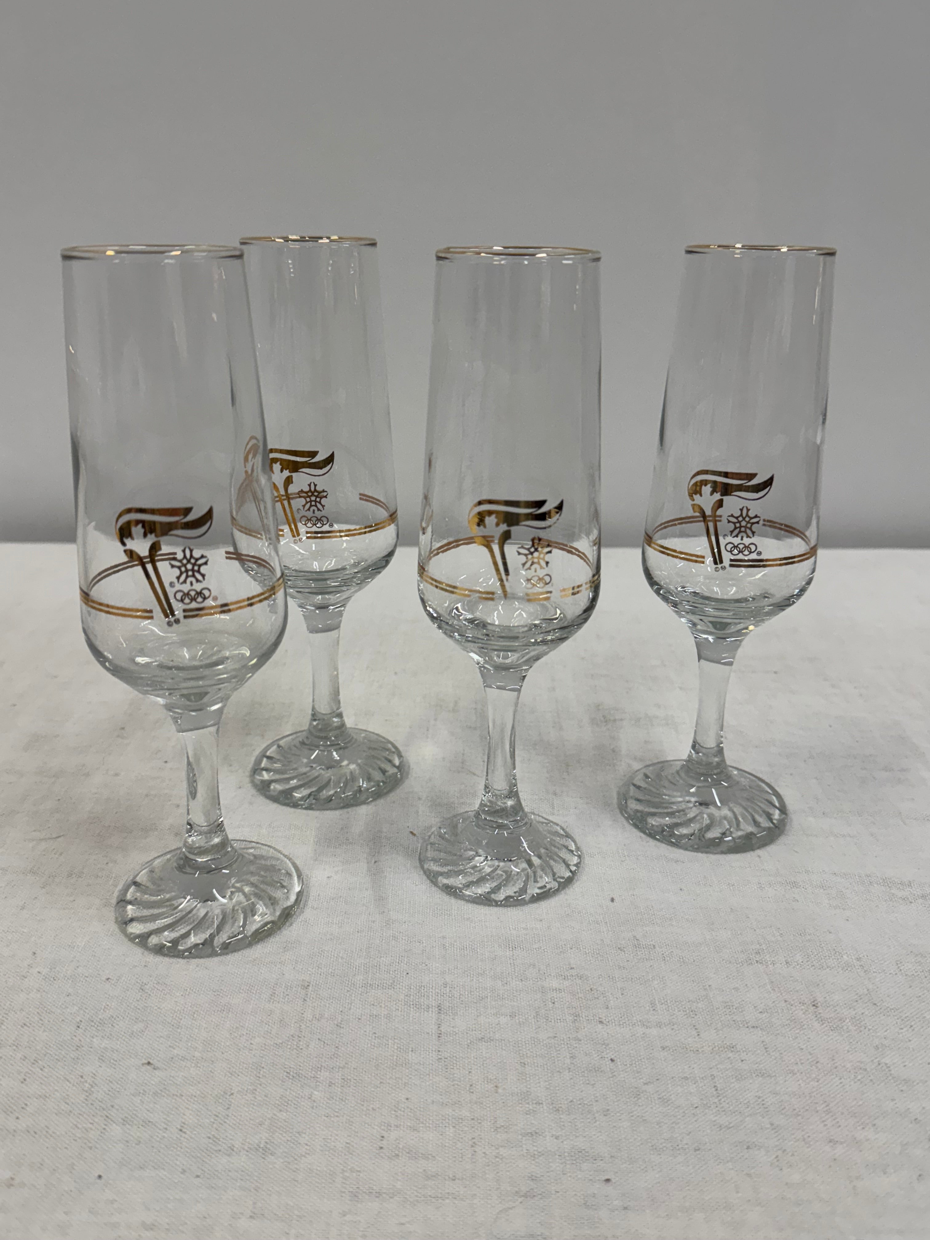 Vintage 1988 Canada Olympics Flutes Set of 4