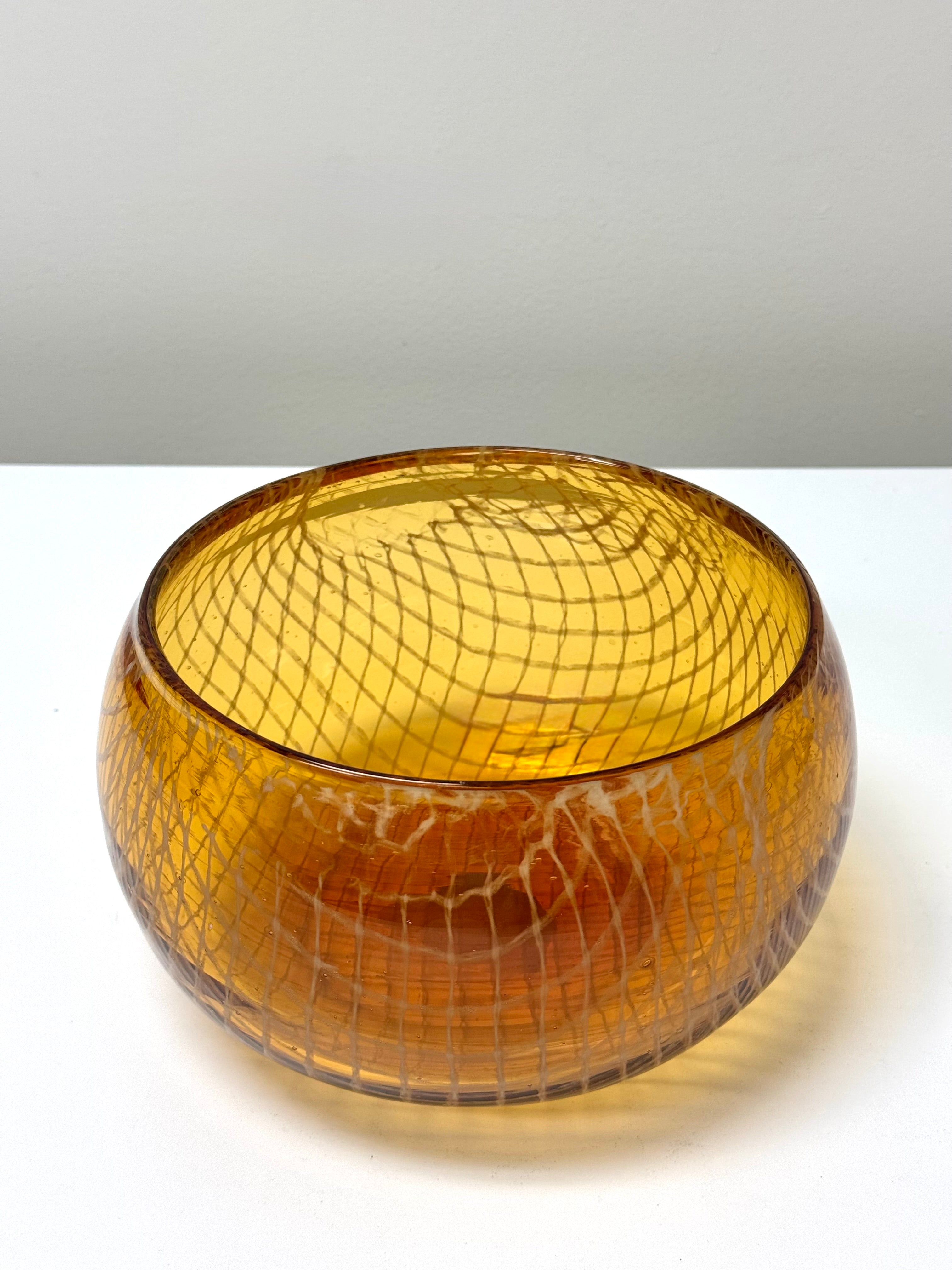 Amber Glass Net Bowl