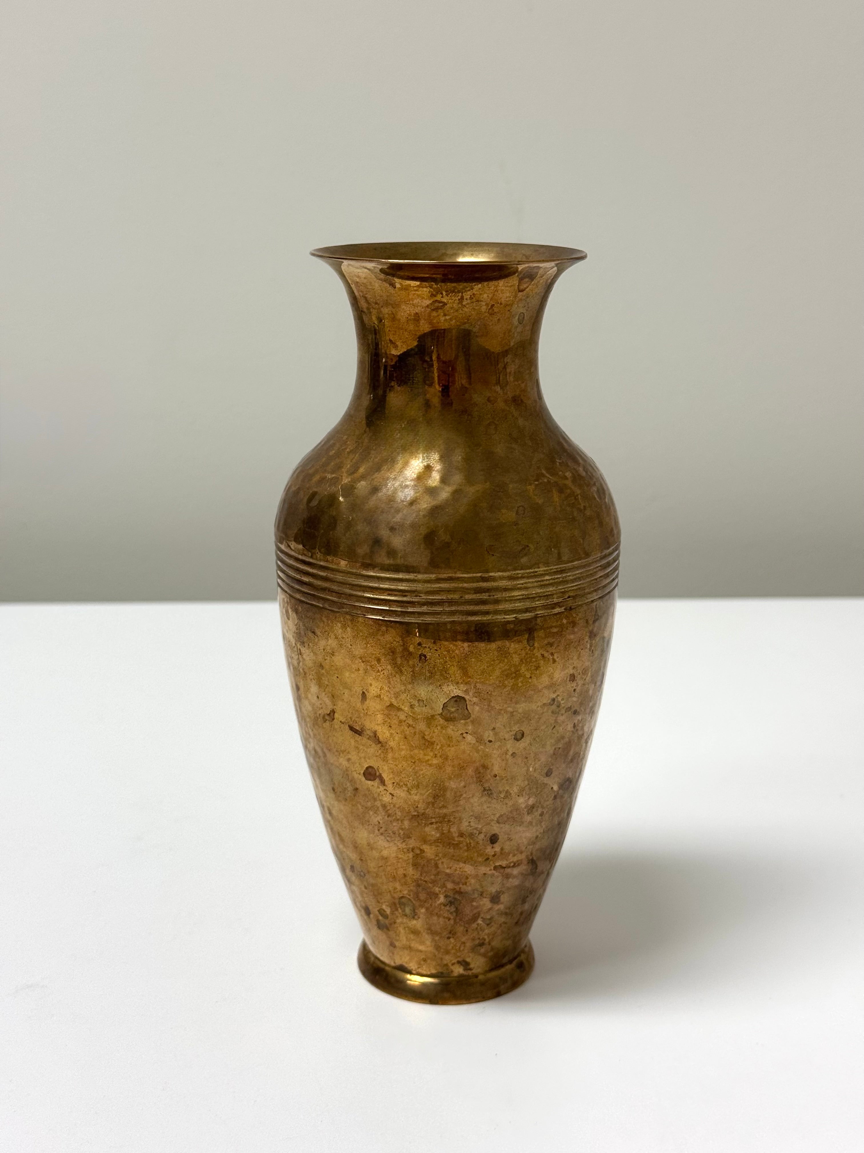 Hammered Brass 8" Vase