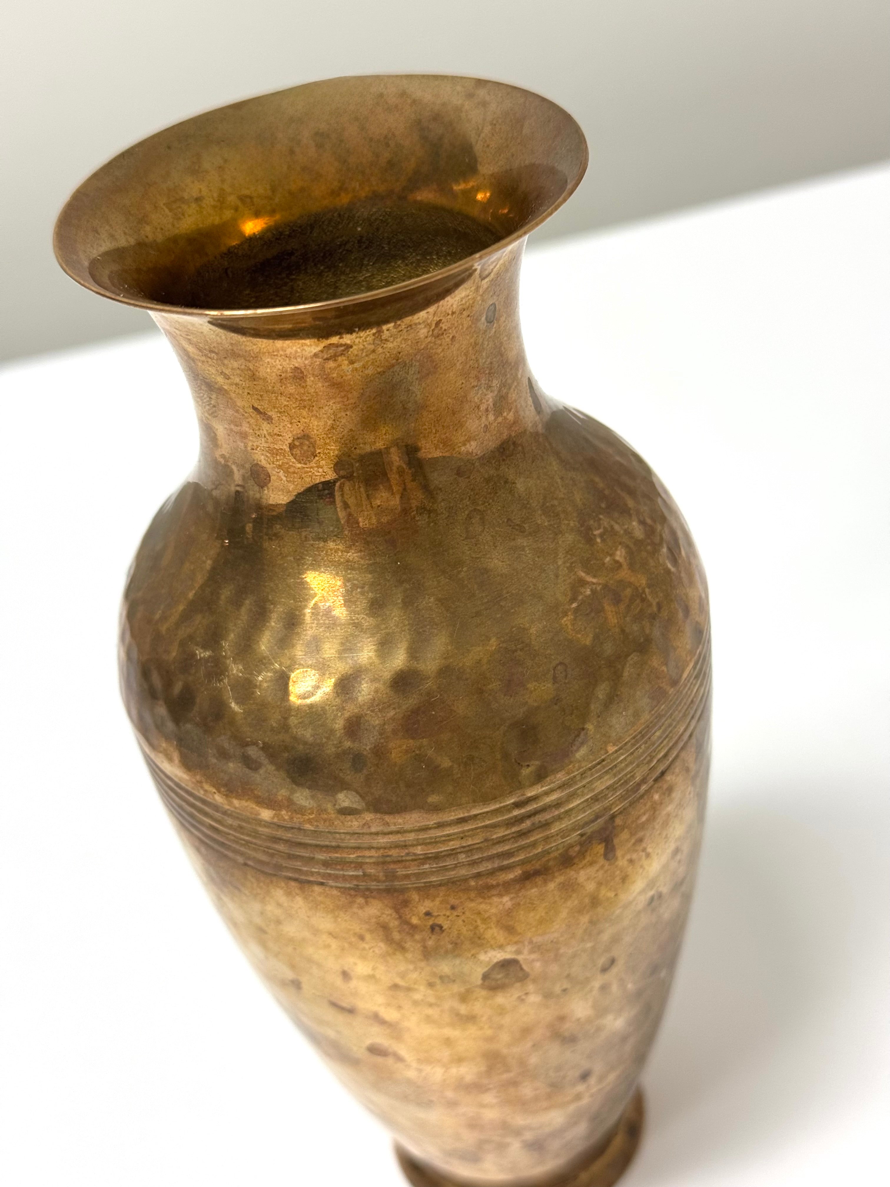 Hammered Brass 8" Vase
