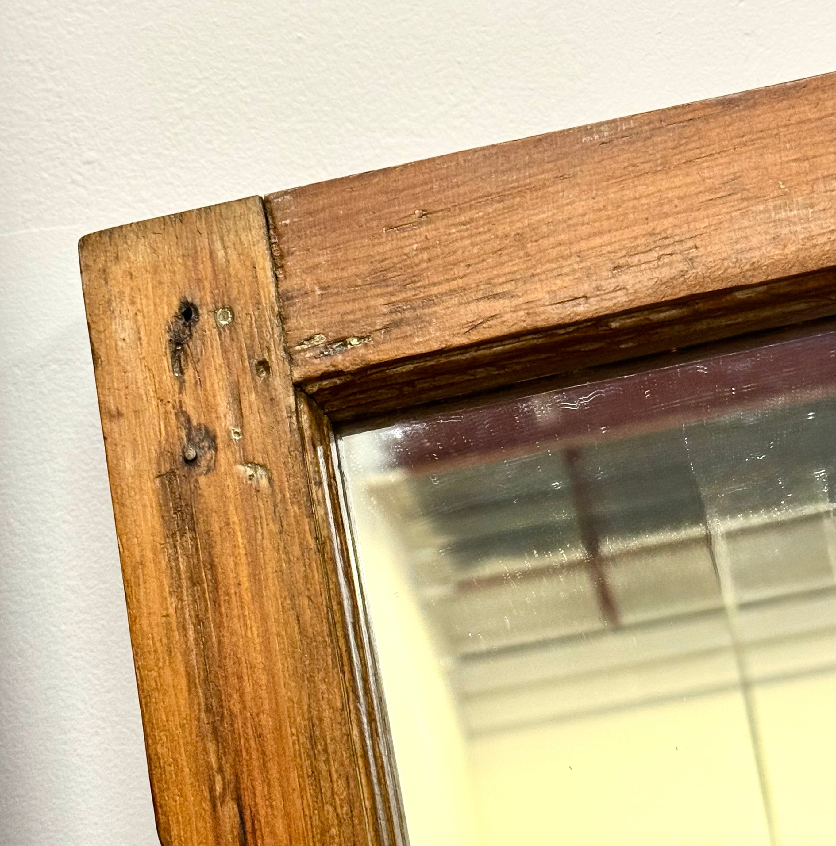 Vintage Pine Windowpane Mirror