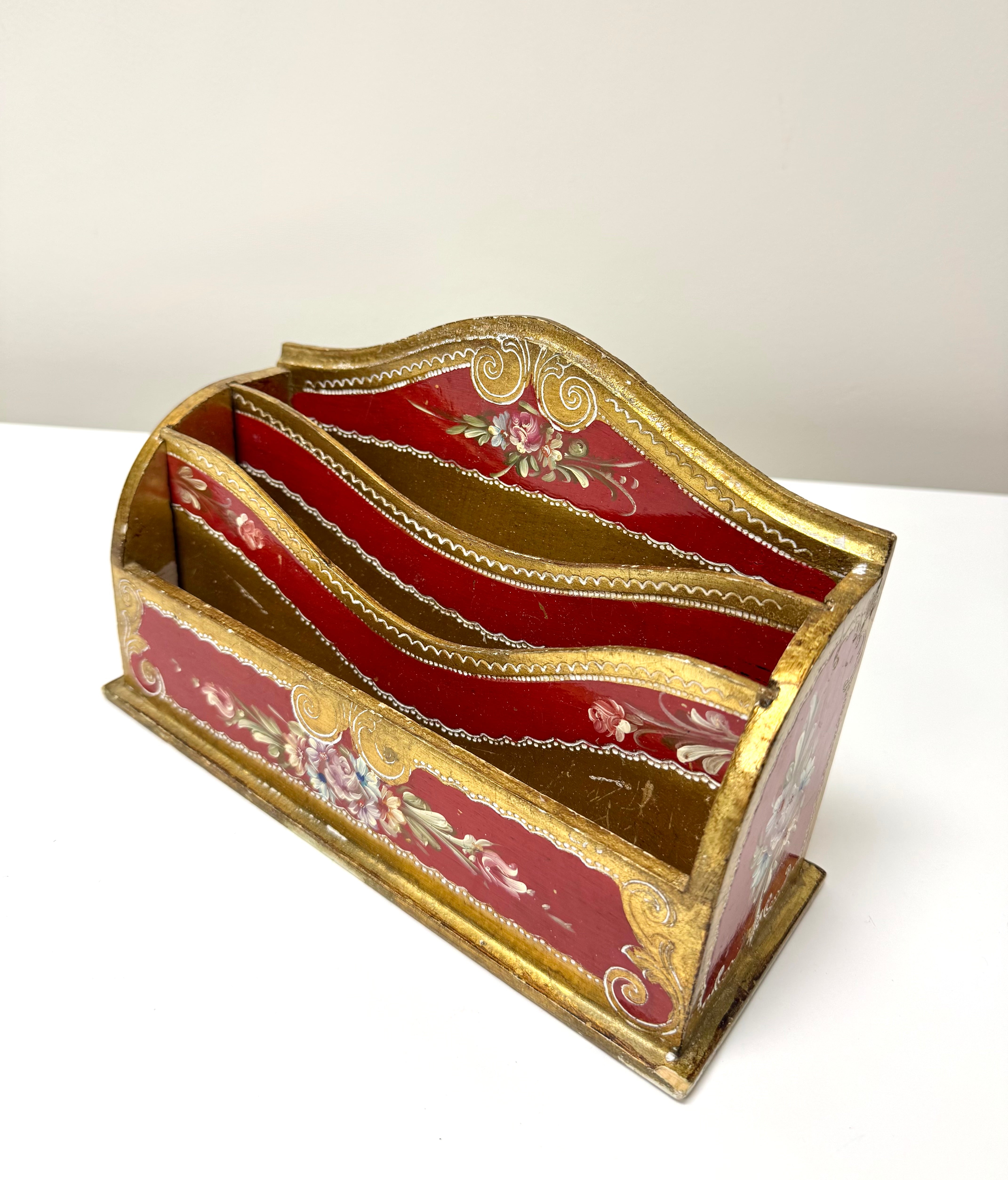 Vintage Florentine Red Stationery Organizer