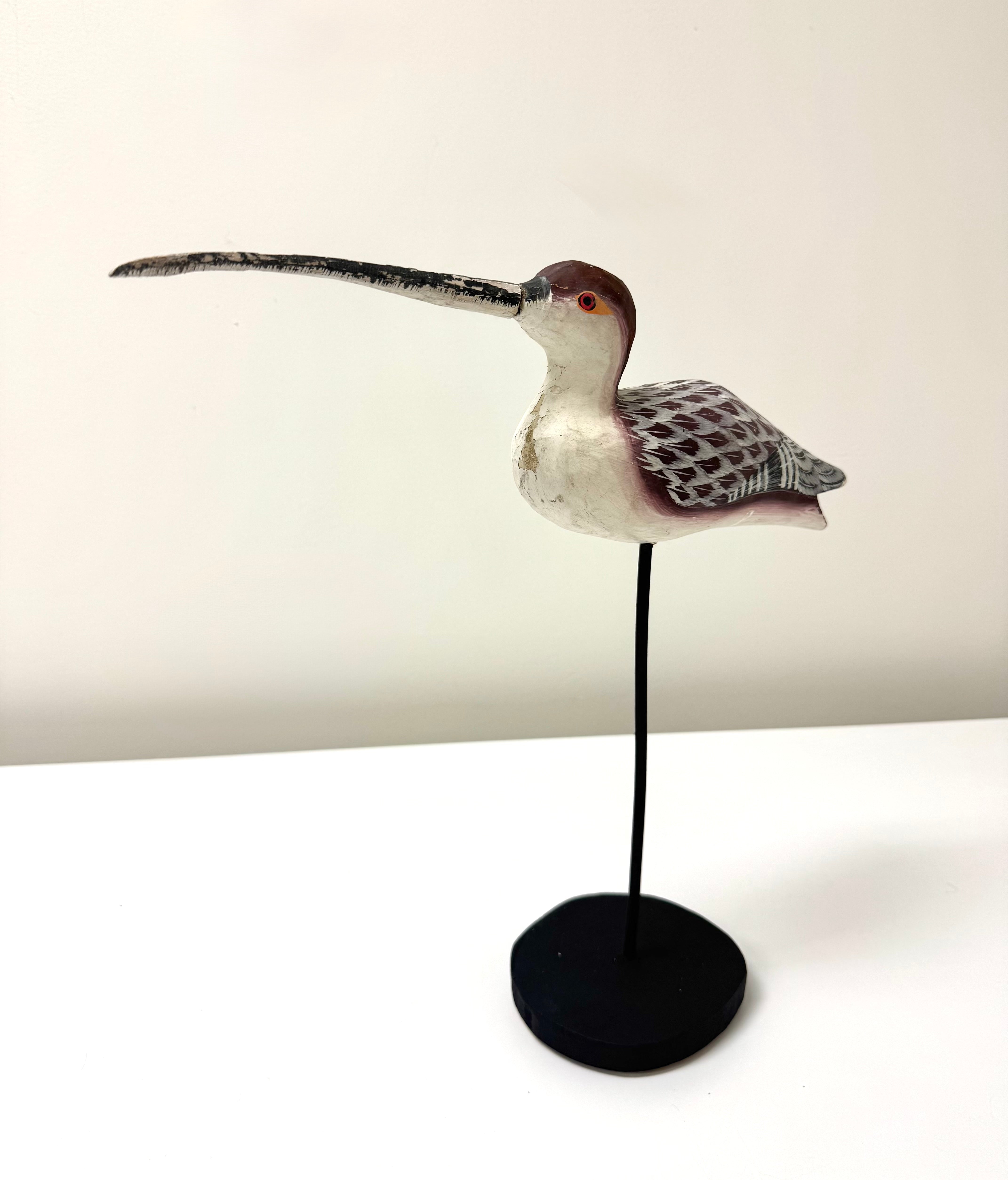 Hand-carved Wood Sandpiper Figure