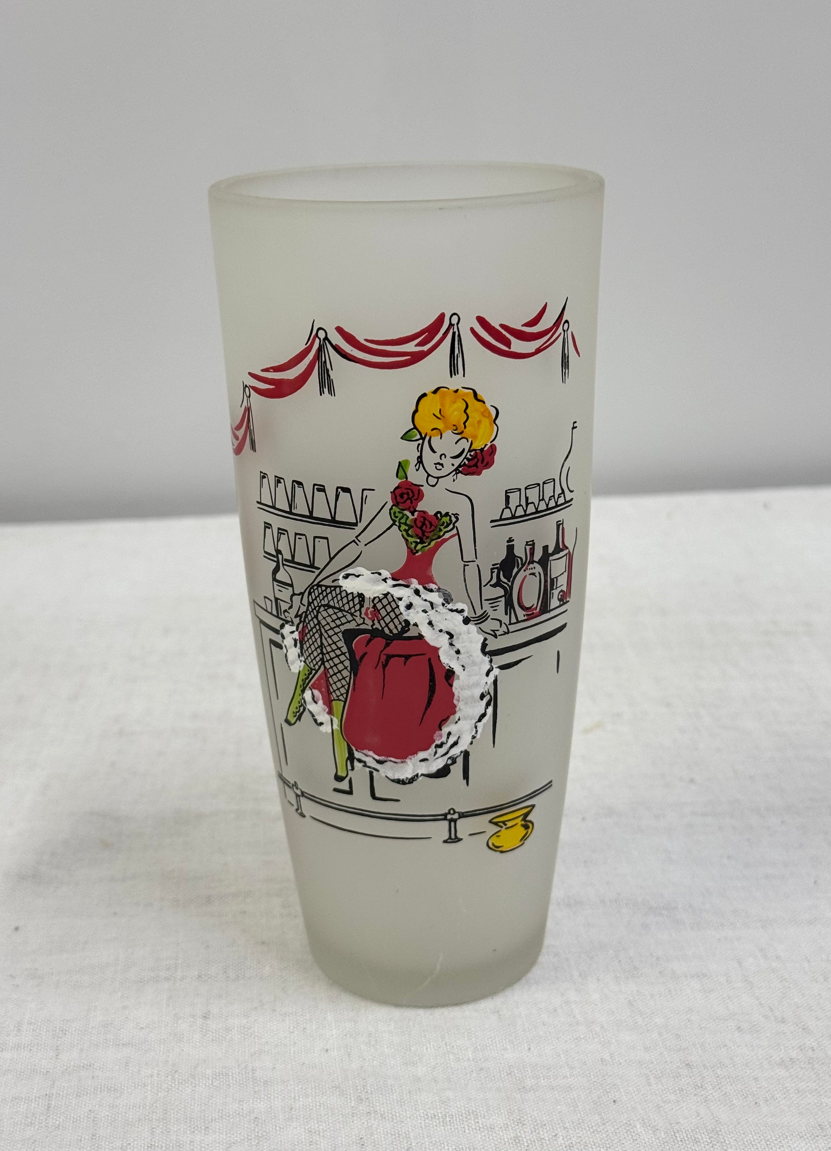 Vintage 'Gay Nineties' Frosted Glass Bar Mixer