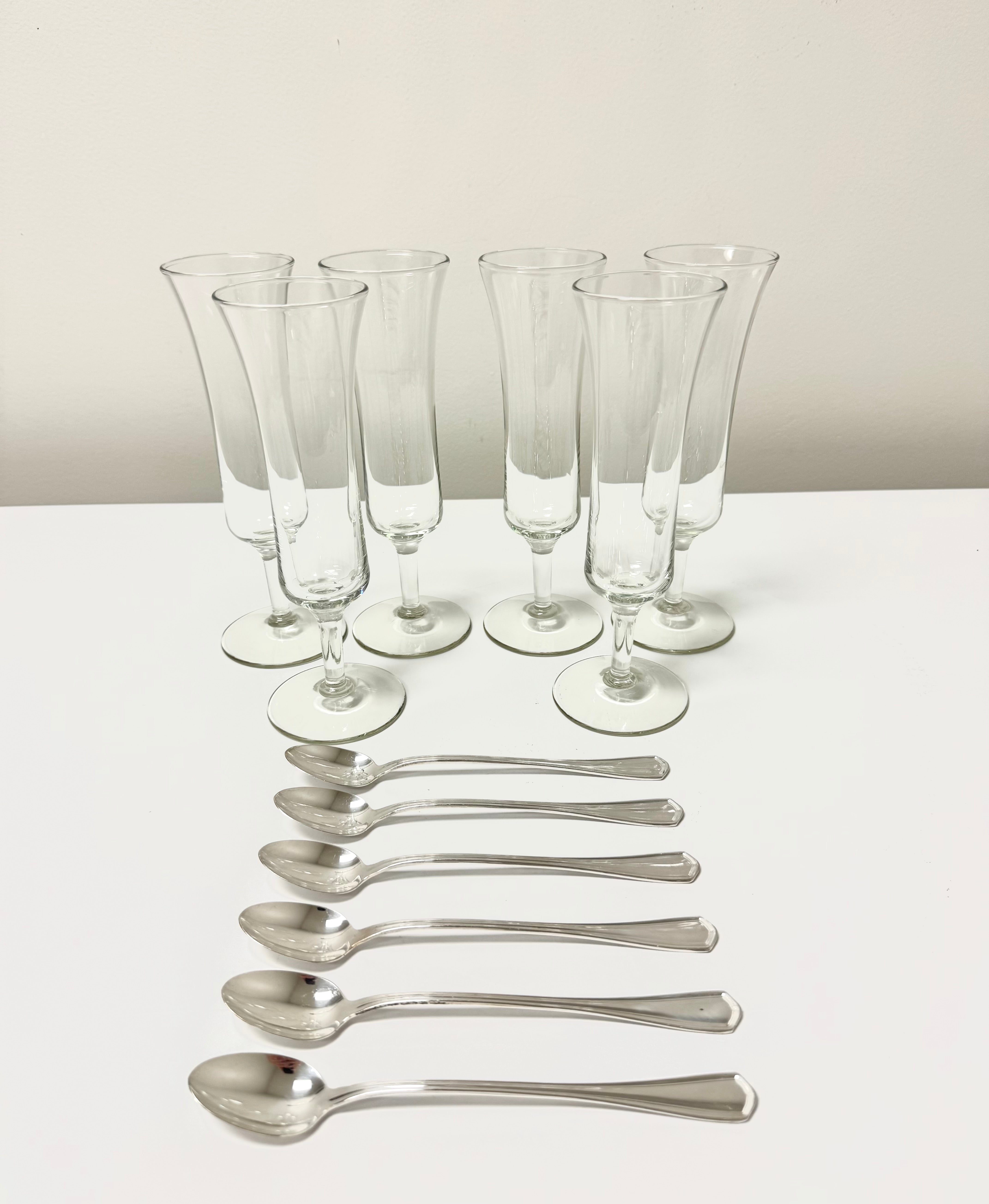 Parfait Glasses with Silver Spoons Set of 6