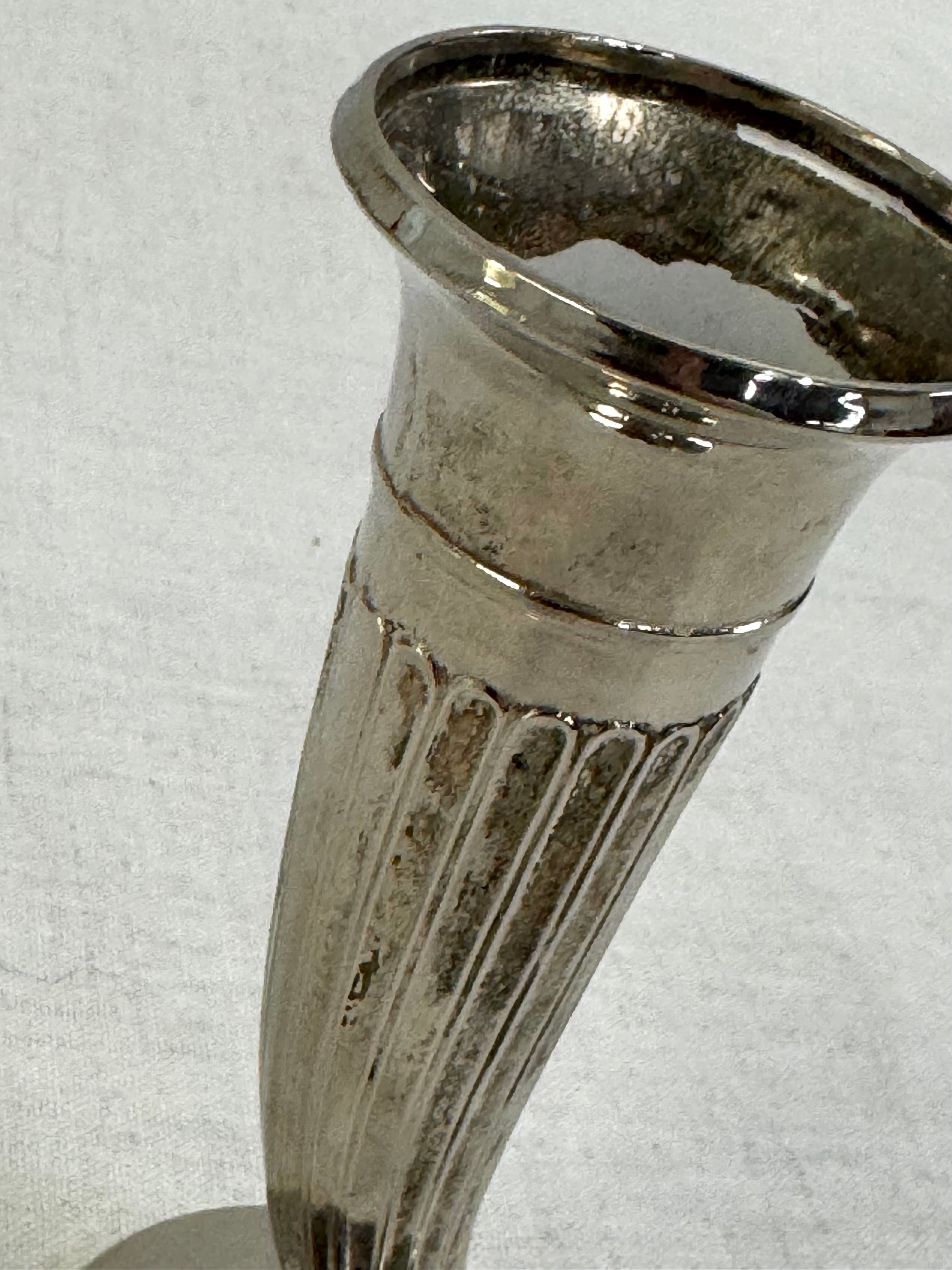 Aged Silver Horn Bud Vase