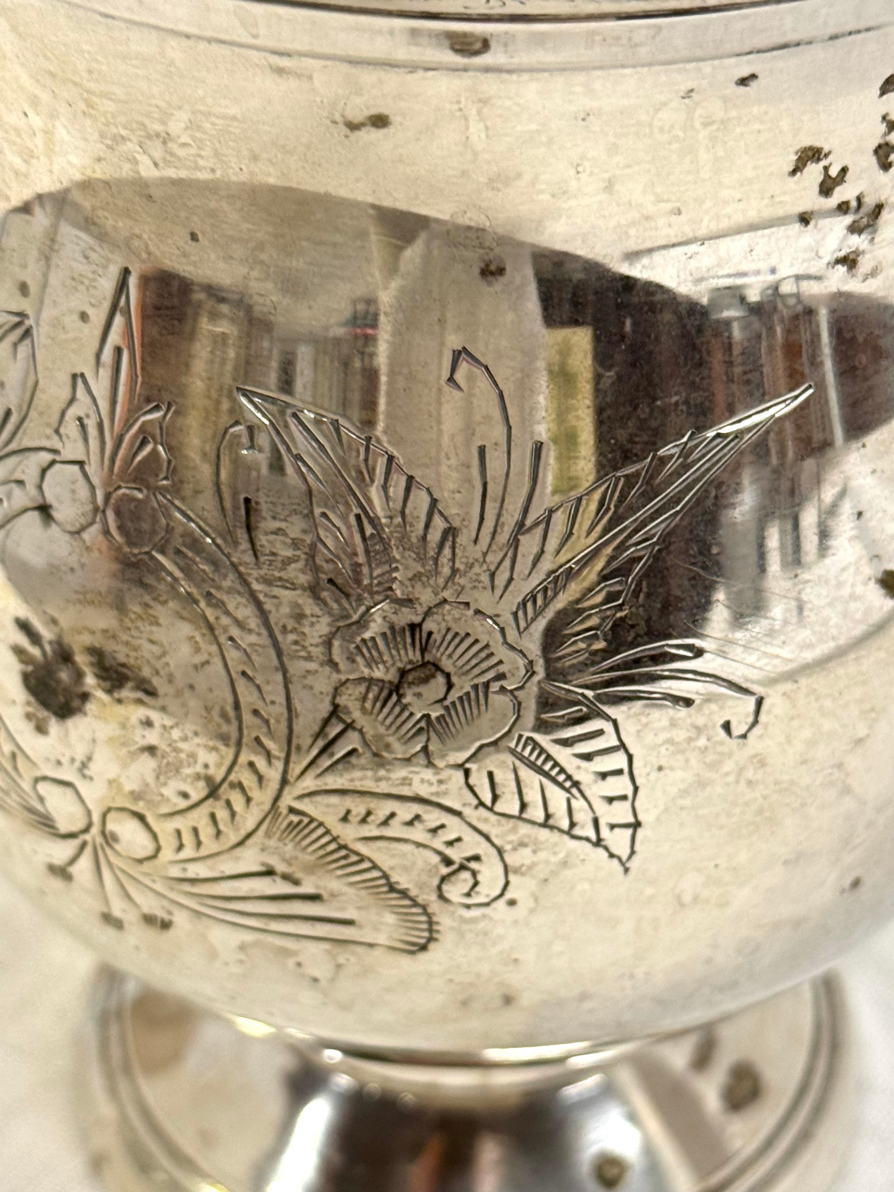 Aged Silver Footed Urn